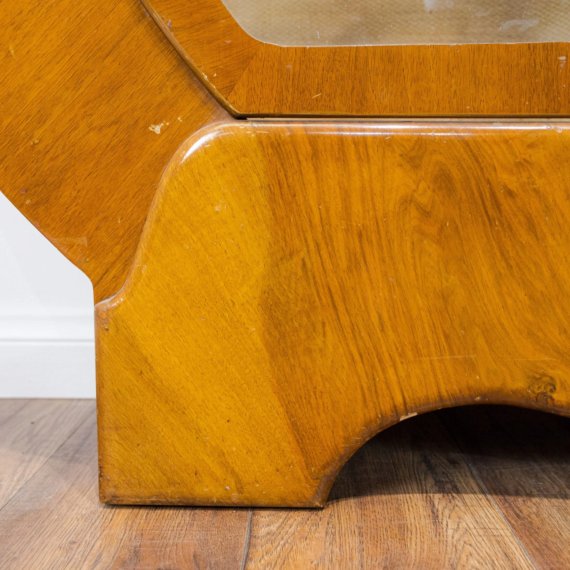 Art Deco Walnut Circular Shouldered Display Cabinet