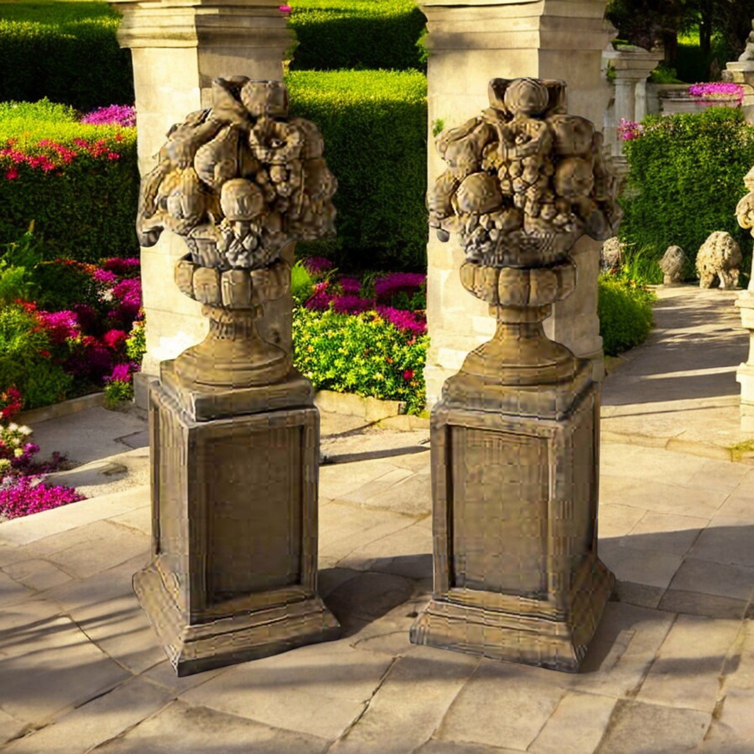 Pair of English Stone Fruit Piers