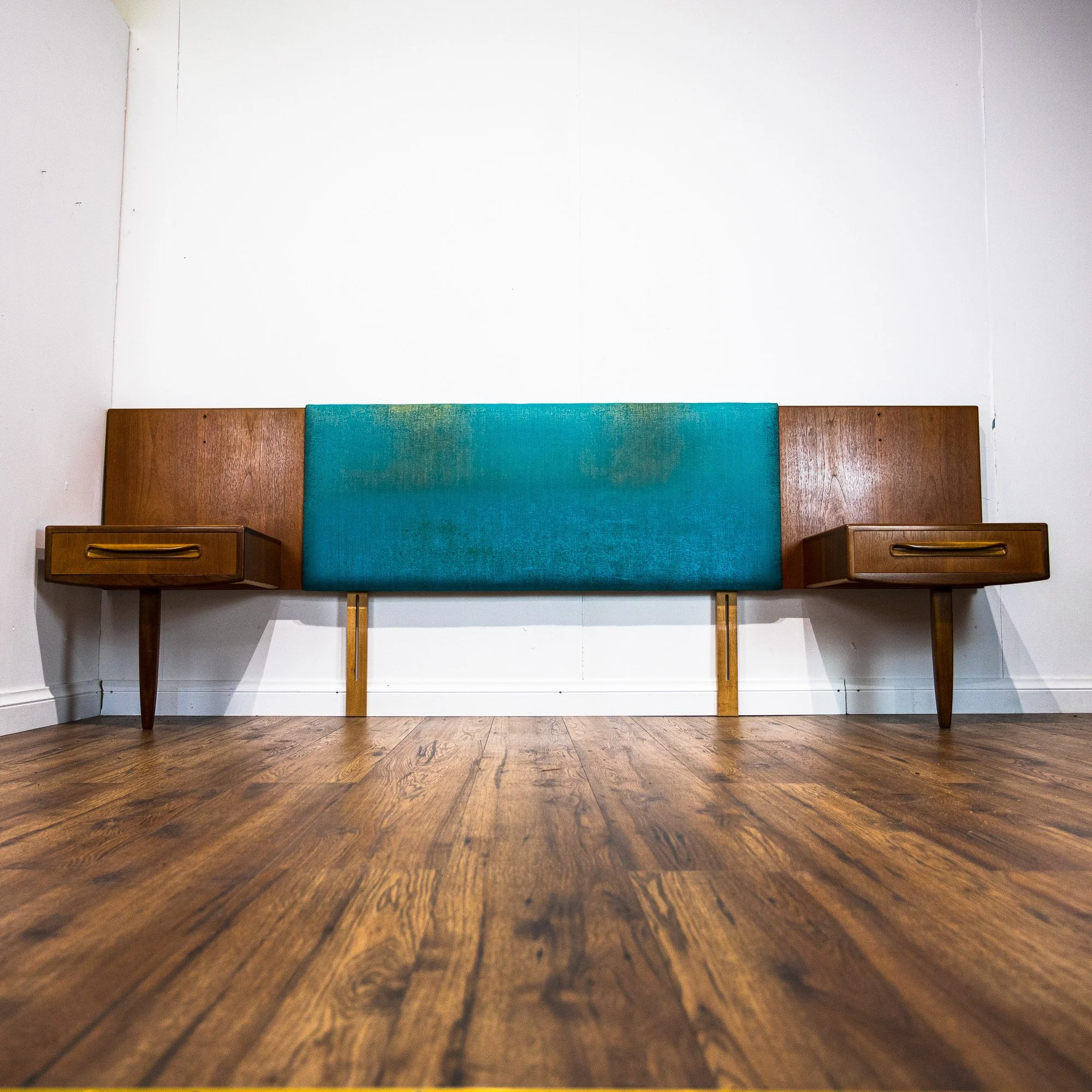 G Plan Fresco Teak Double Headboard with Floating Bedside Cabinets by V. B. Wilkins