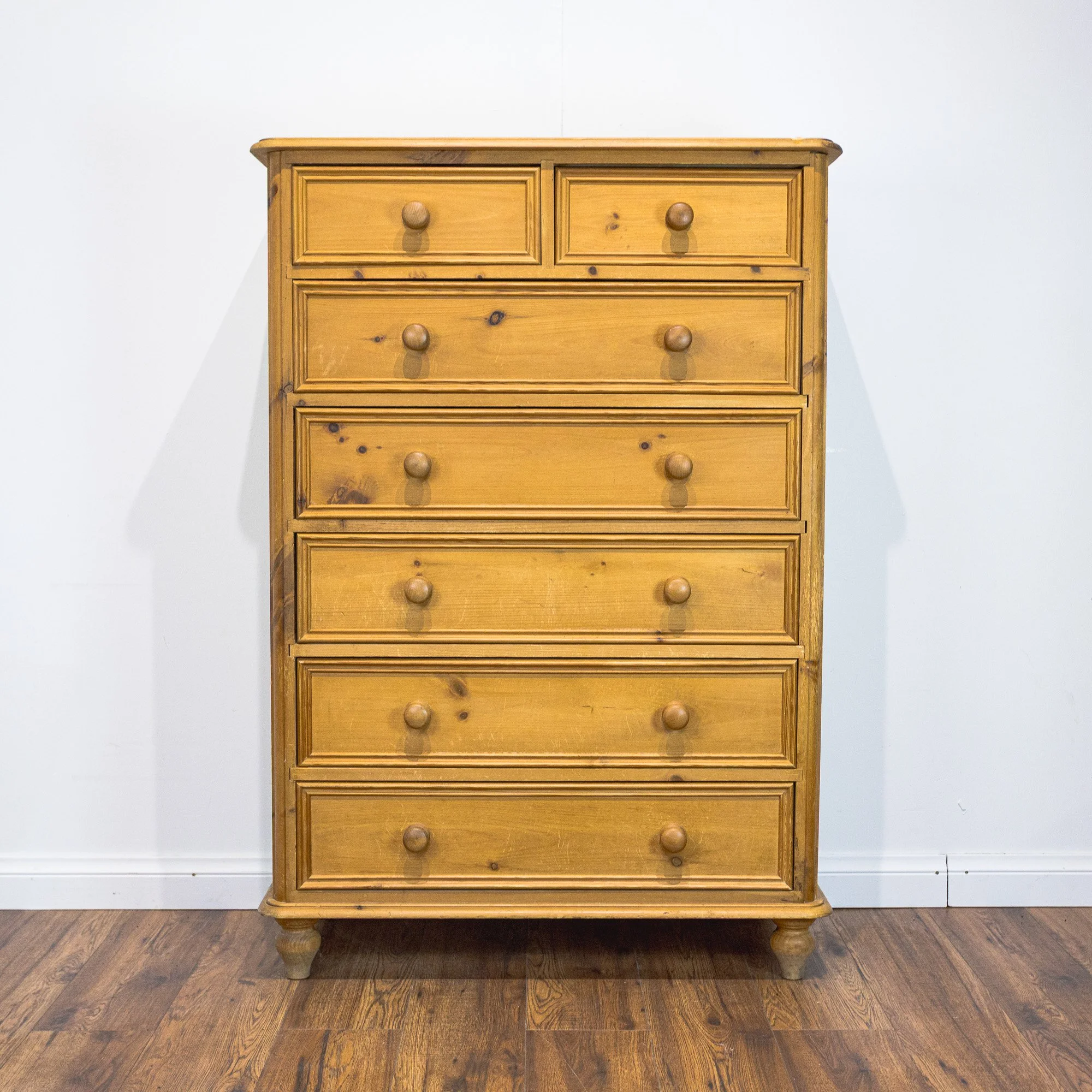Victorian-Style Pine Seven-Drawer Tallboy