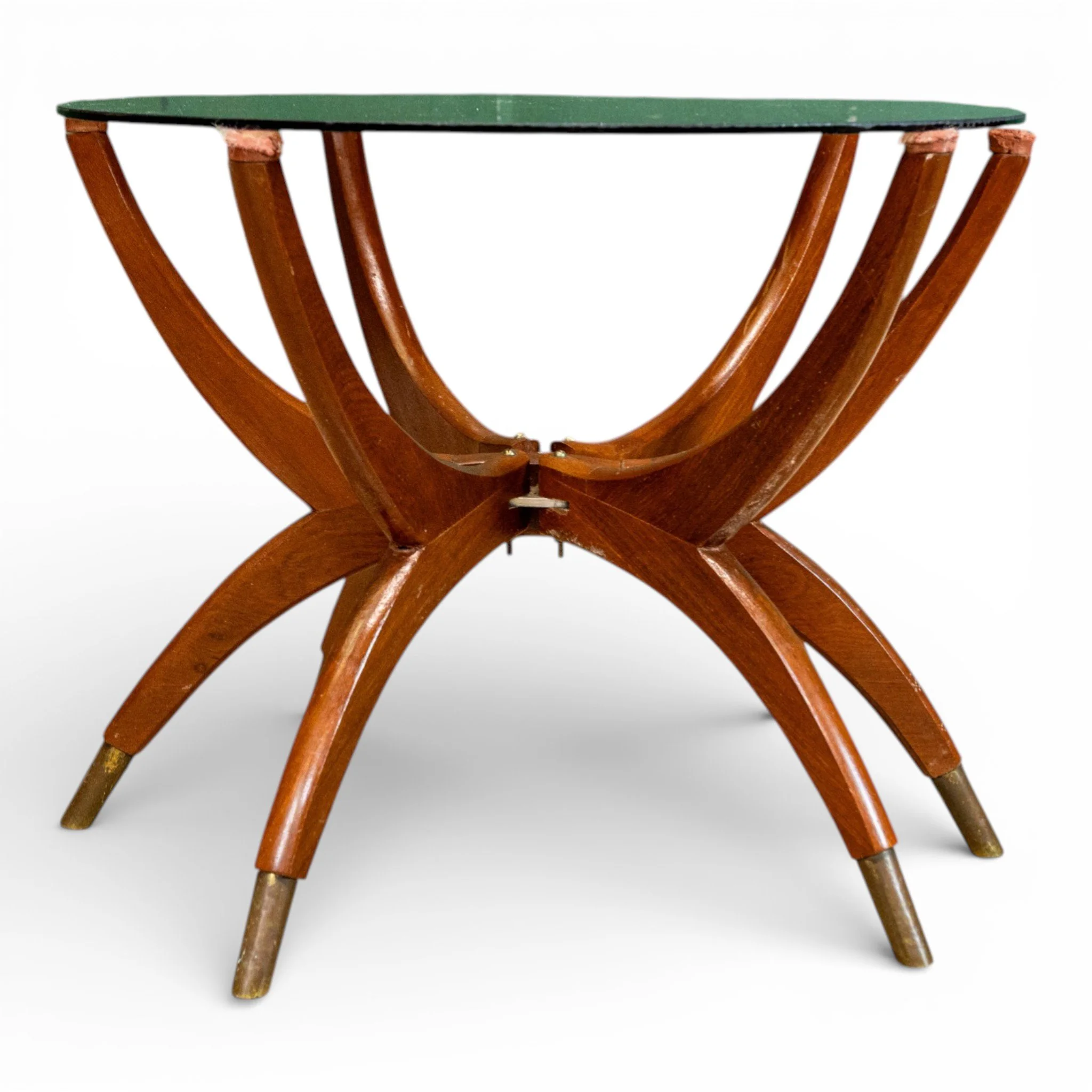 Vintage Teak and Smoked Glass Spider Coffee Table