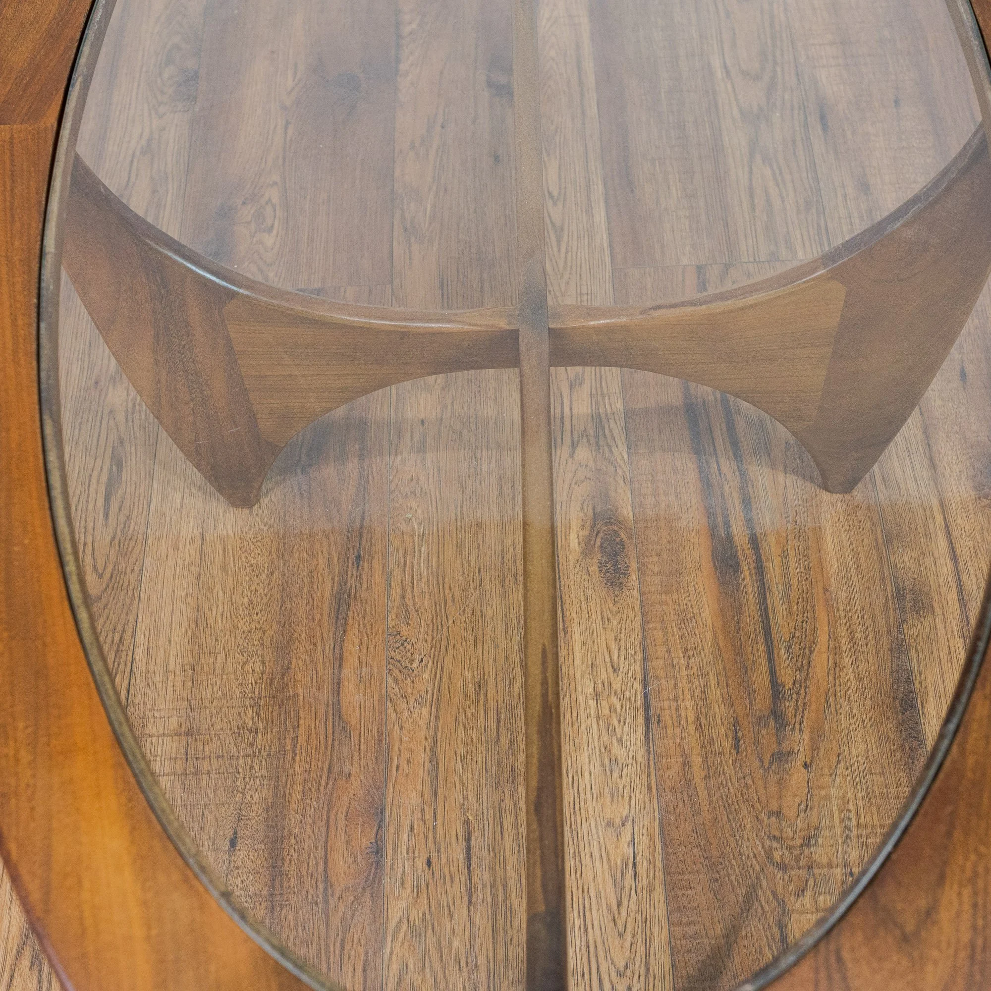 G Plan Oval Astro Glass & Teak Coffee Table