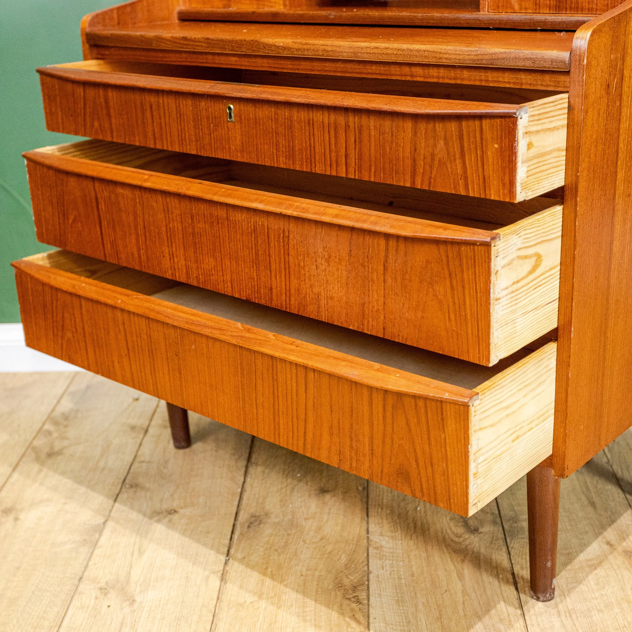 Danish Teak Secretaire Bureau Desk by Erik Petersen