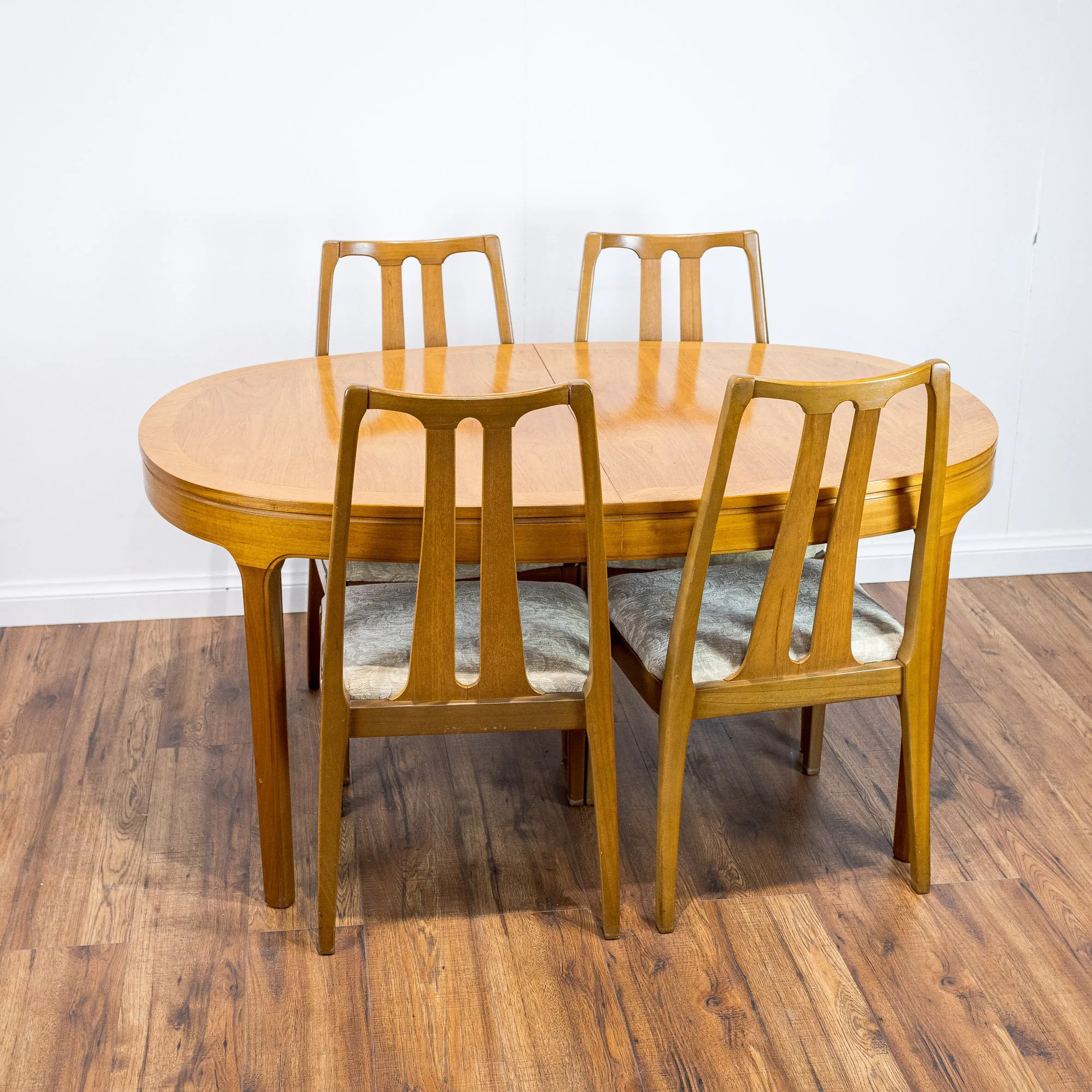 Nathan Teak Oval Extending Dining Table and 4 Chairs