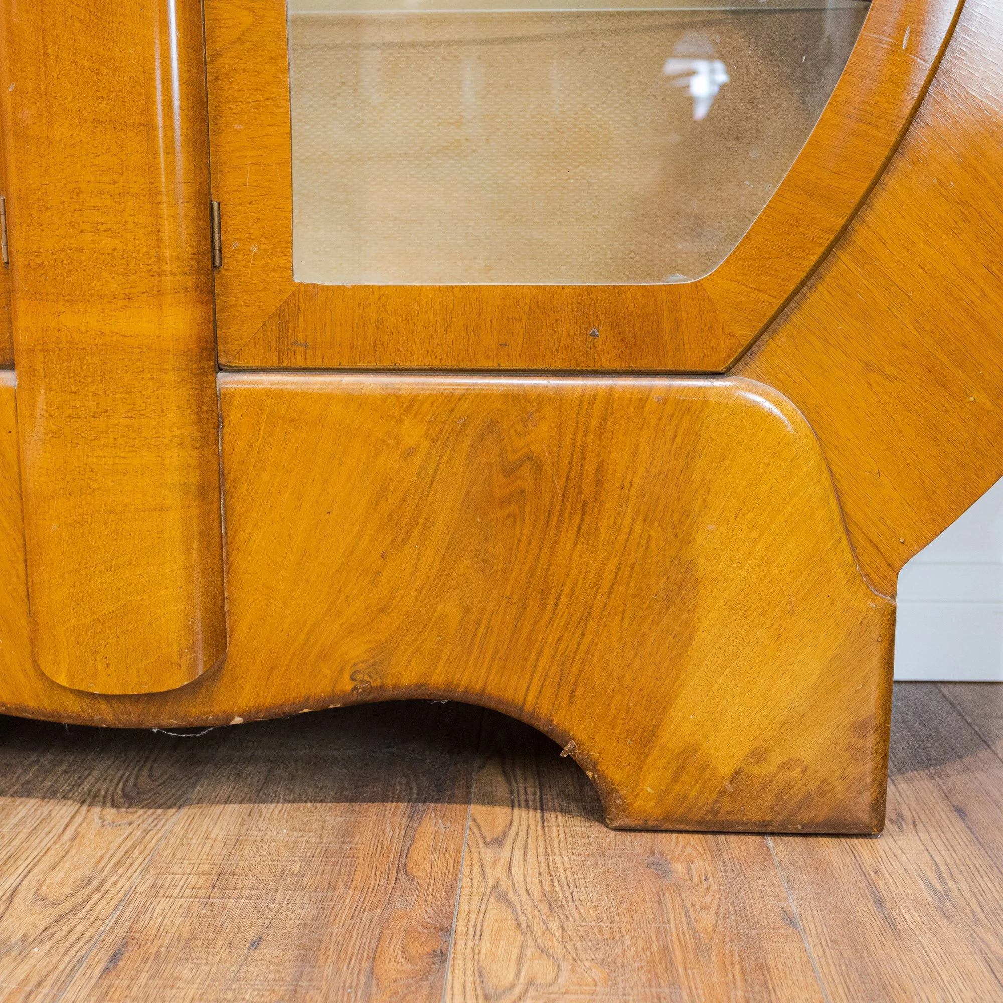 Art Deco Walnut Circular Shouldered Display Cabinet