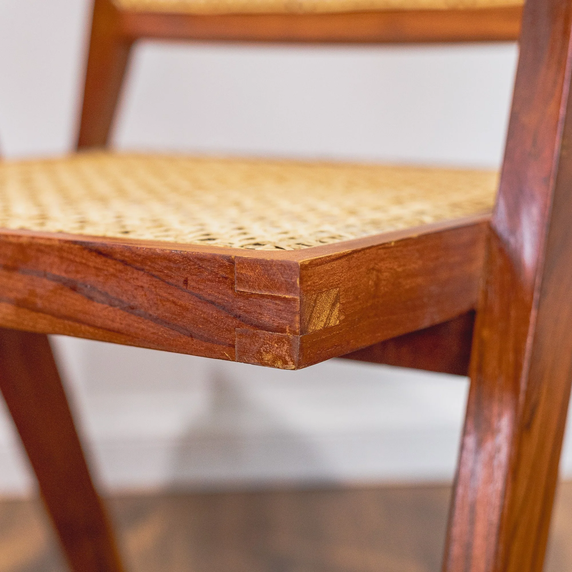 Pierre Jeanerette Style Teak and Cane Boomerang Chairs x2-4.jpg