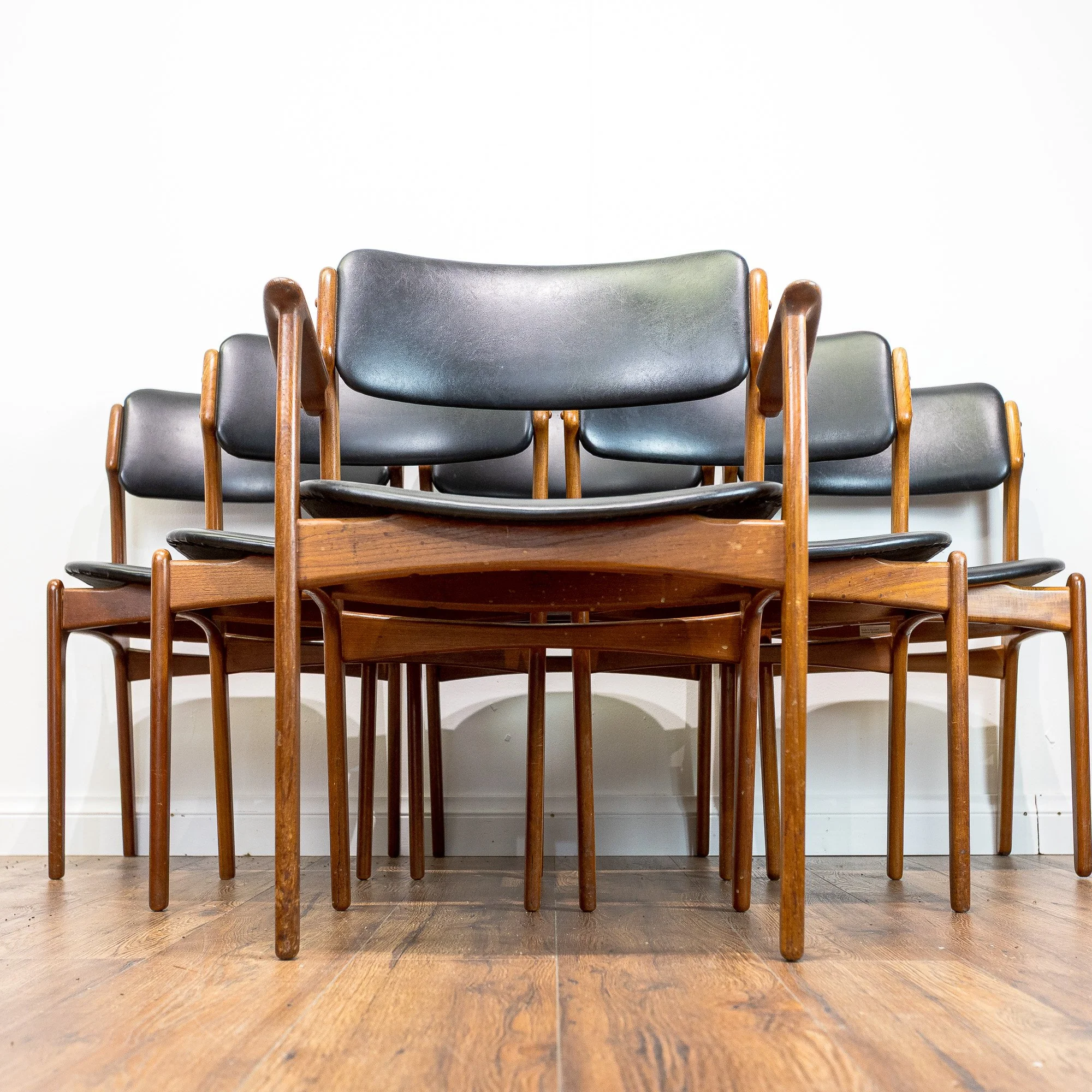 Erik Buch for OD Møbler Model 49 & 50 Teak Dining Chairs x6