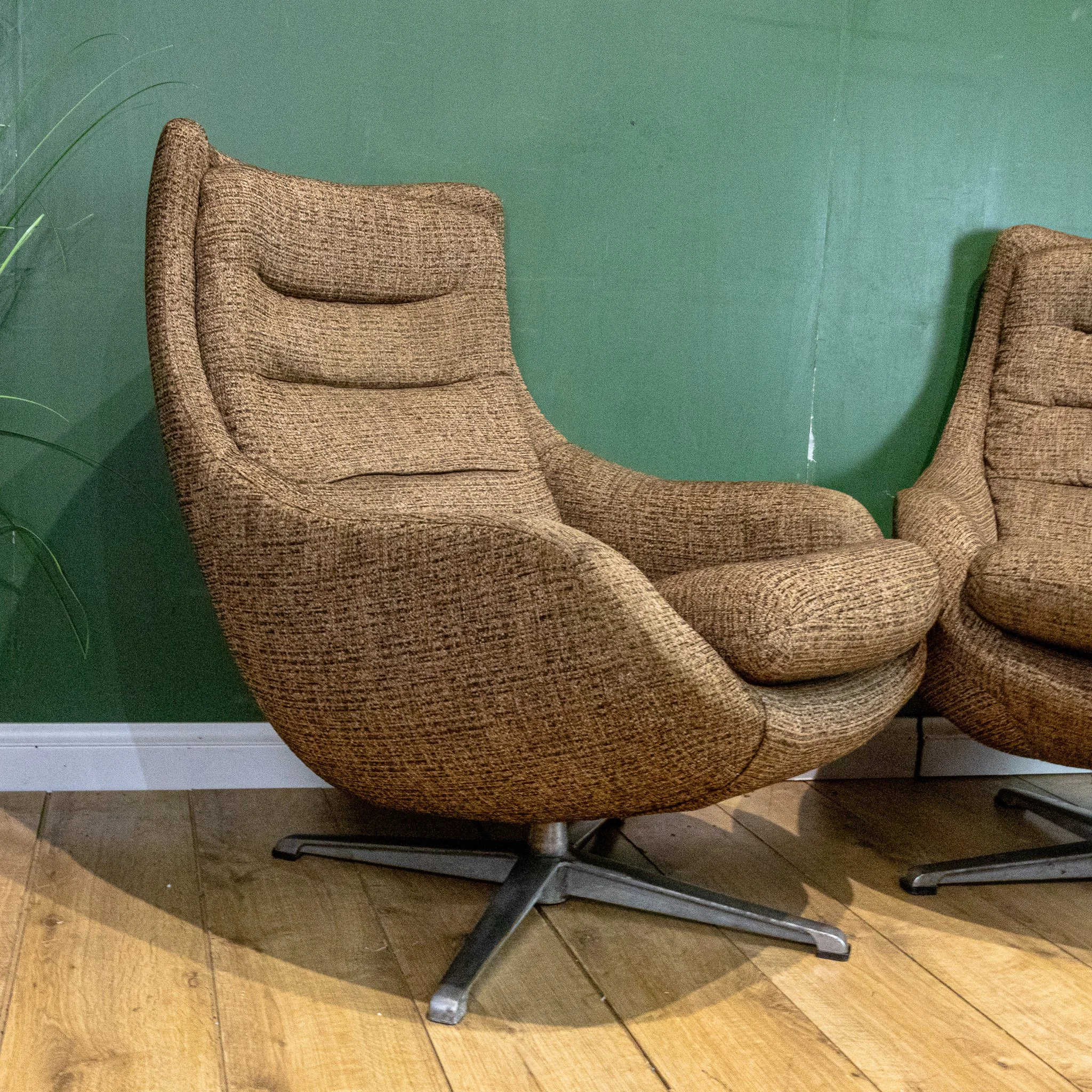 Pair of Mid-Century Swivel Armchairs