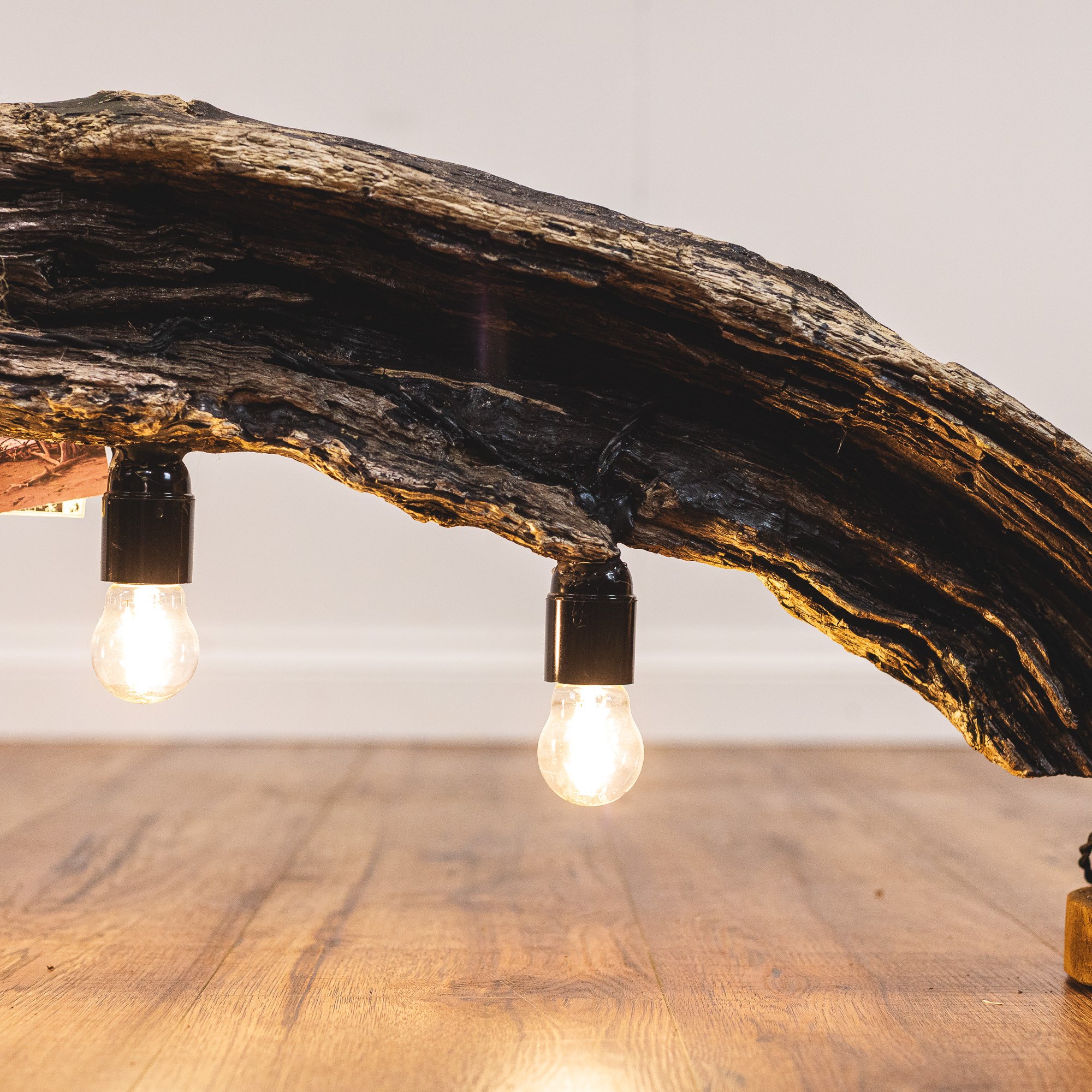 Natural Curved Driftwood Statement Table Lamp