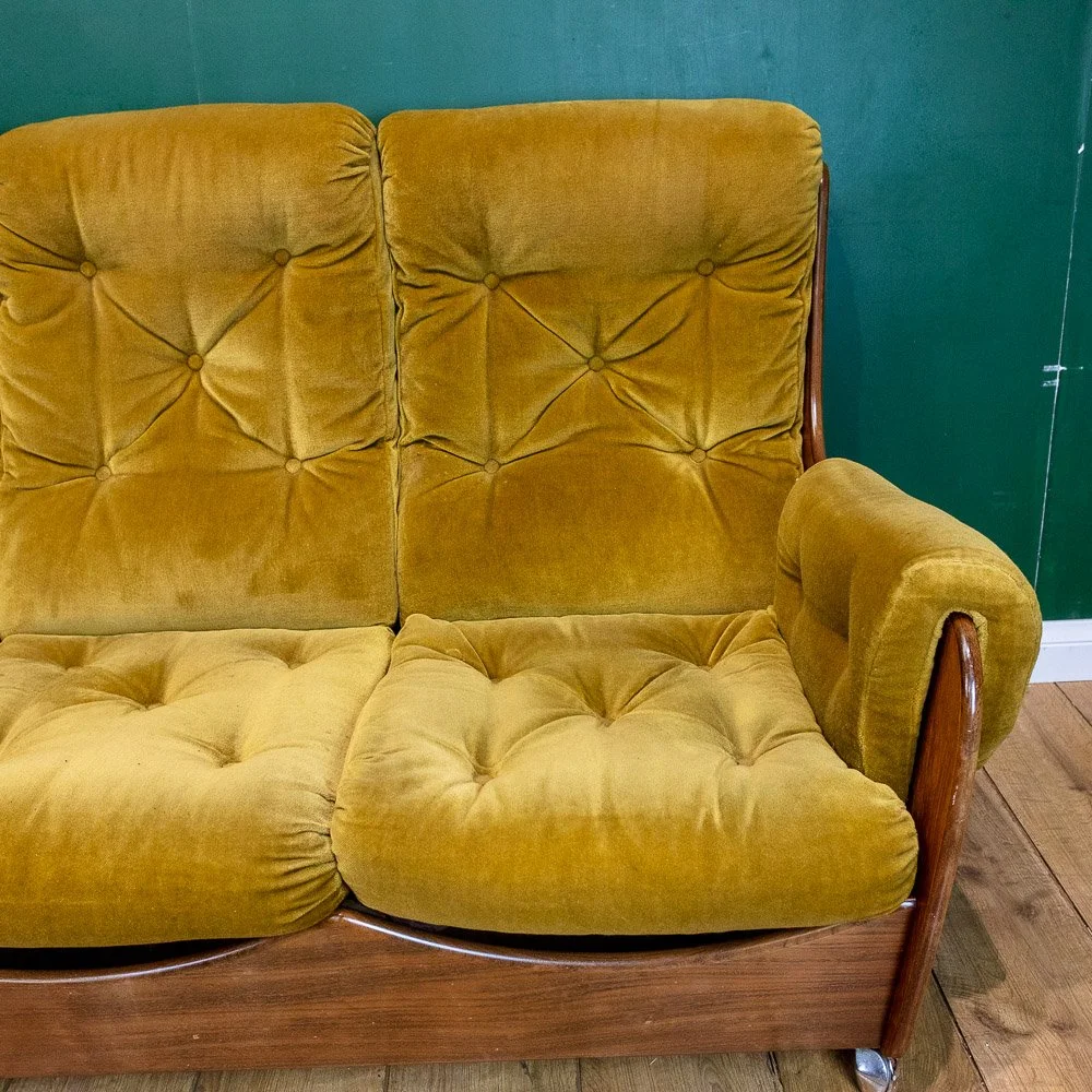 G Plan Saddle Sofa 3Pc Suite in Original Avocado Green