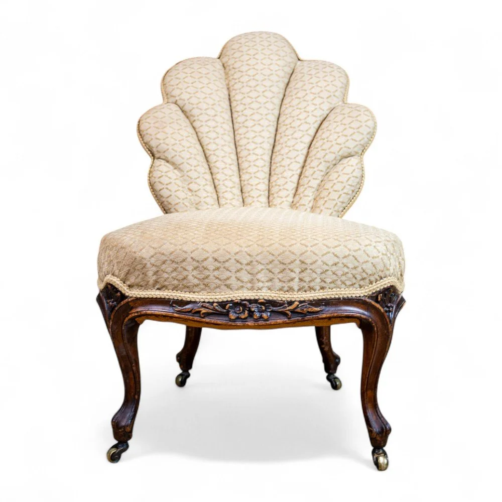Victorian Walnut Shell-Back Bedroom Chair