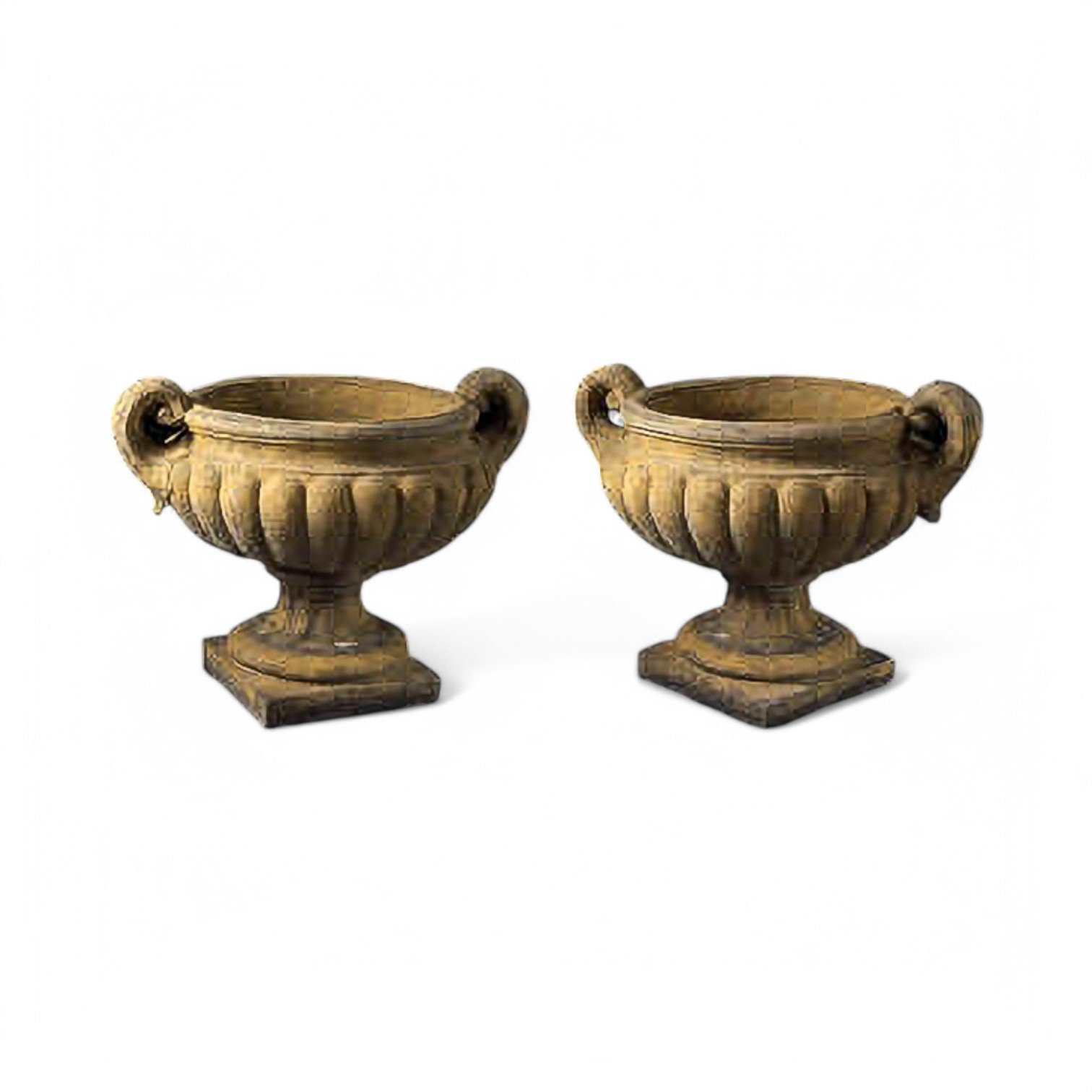 Pair of Victorian Garden Urns on Plinth Bases