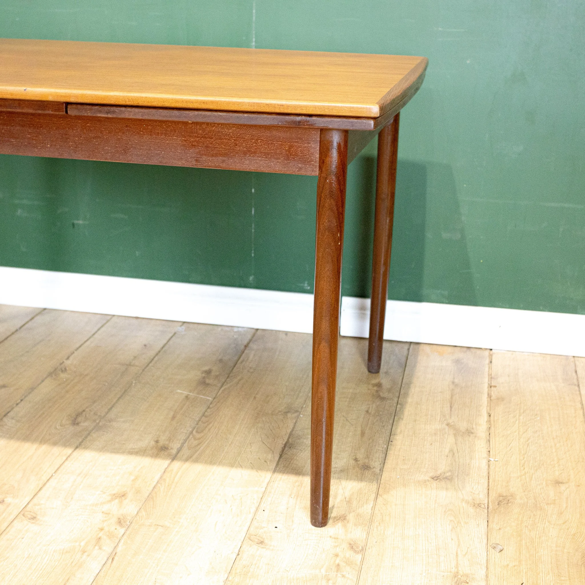 Danish Teak Draw Leaf Dining Table by Soborg Møbelfabrik
