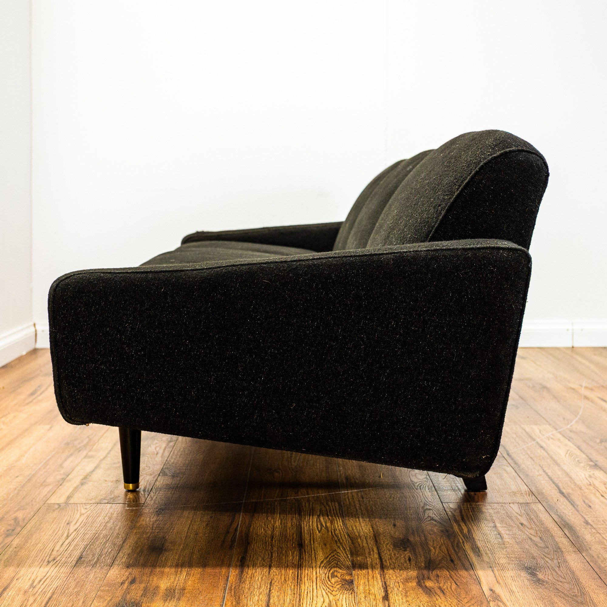 Mid Century Black Fold-Down 3-Seater Sofa Bed