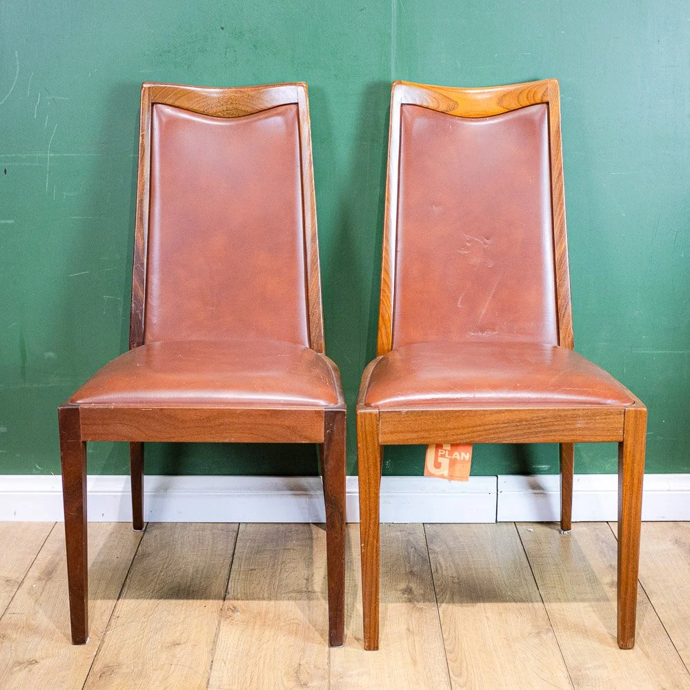 G Plan Fresco 4x Brown Vinyl Dining Chairs