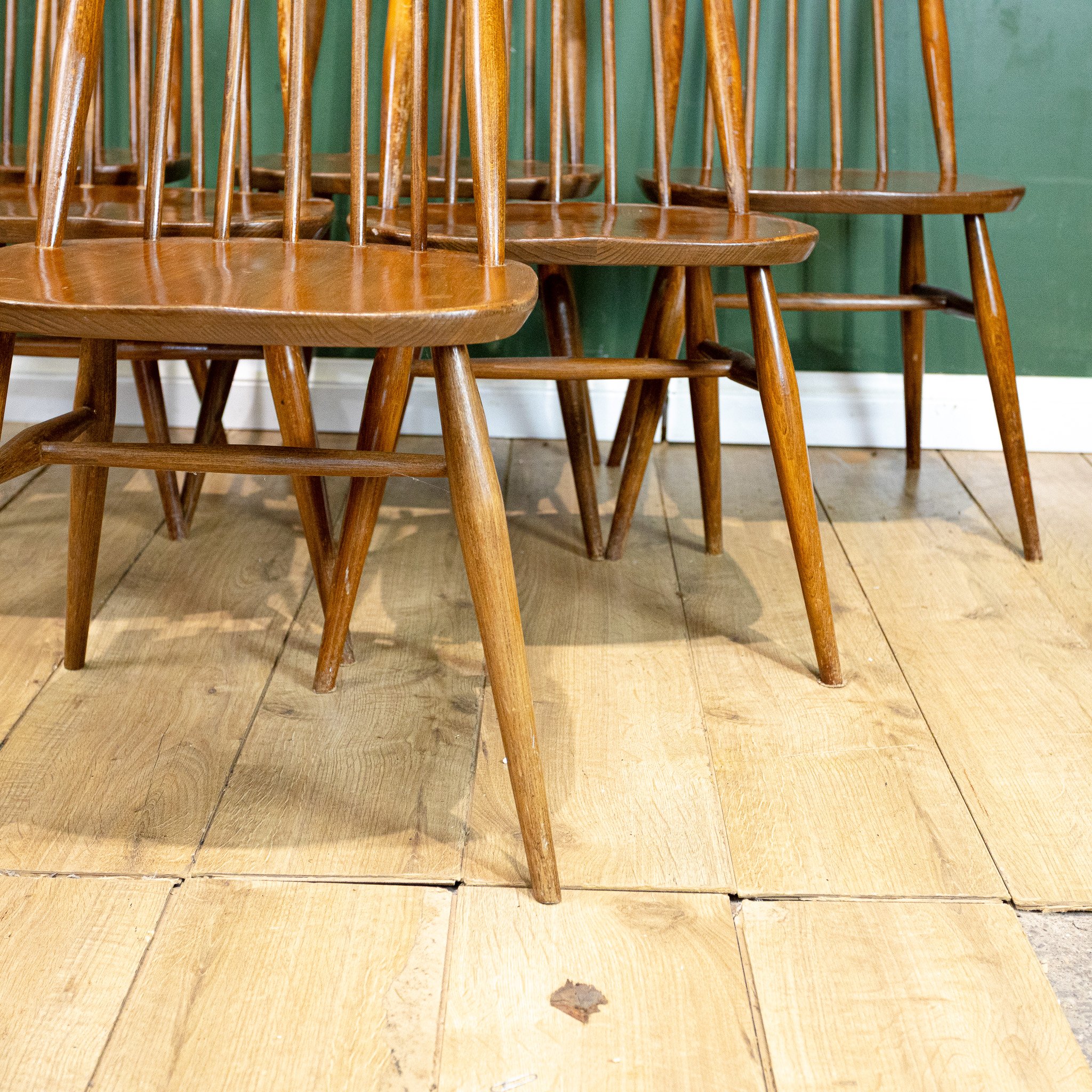Ercol Blue Label Elm Goldsmith Chairs x6