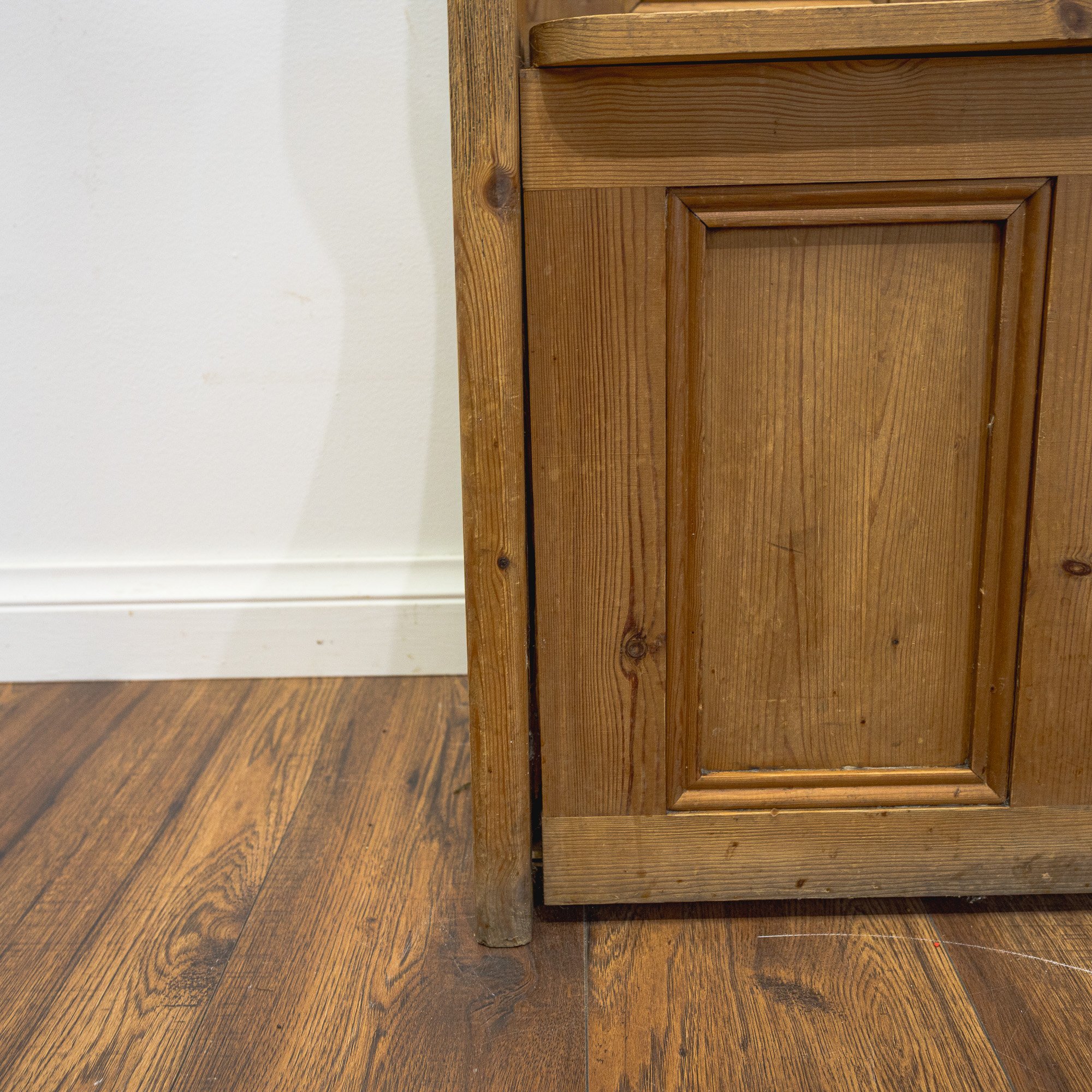 Carved Pine Monks Bench with Storage
