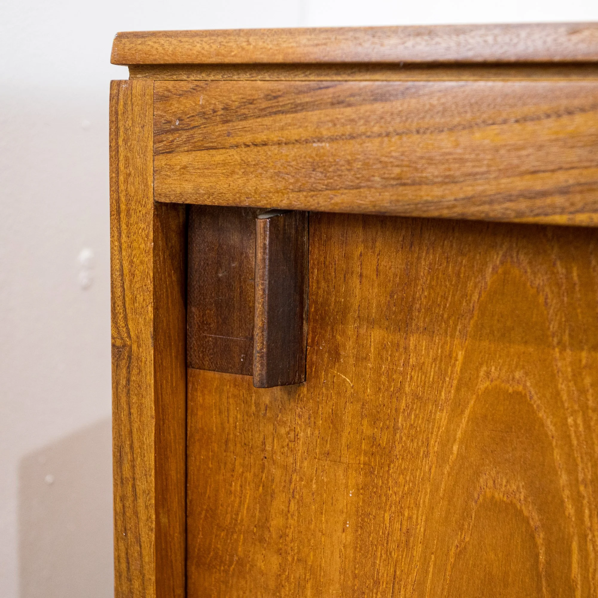 Archie Shine Long Teak Sliding Door Sideboard