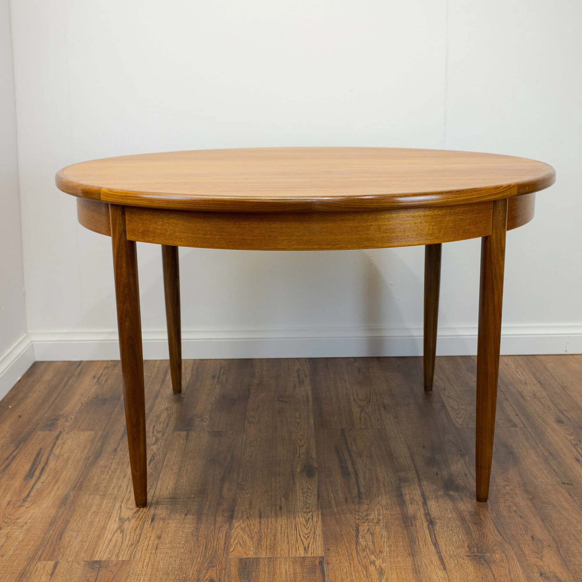 G Plan Fresco Teak Round Extending Dining Table by Victor B. Wilkins
