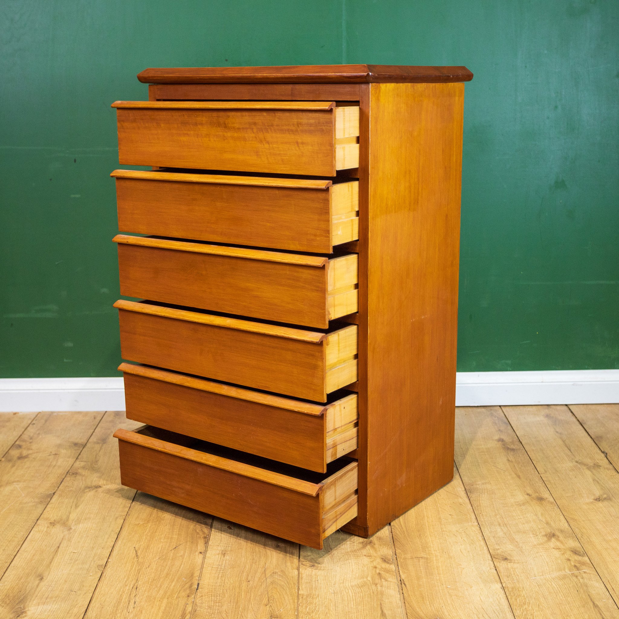 Mid-Century Teak 6 Drawer Tallboy