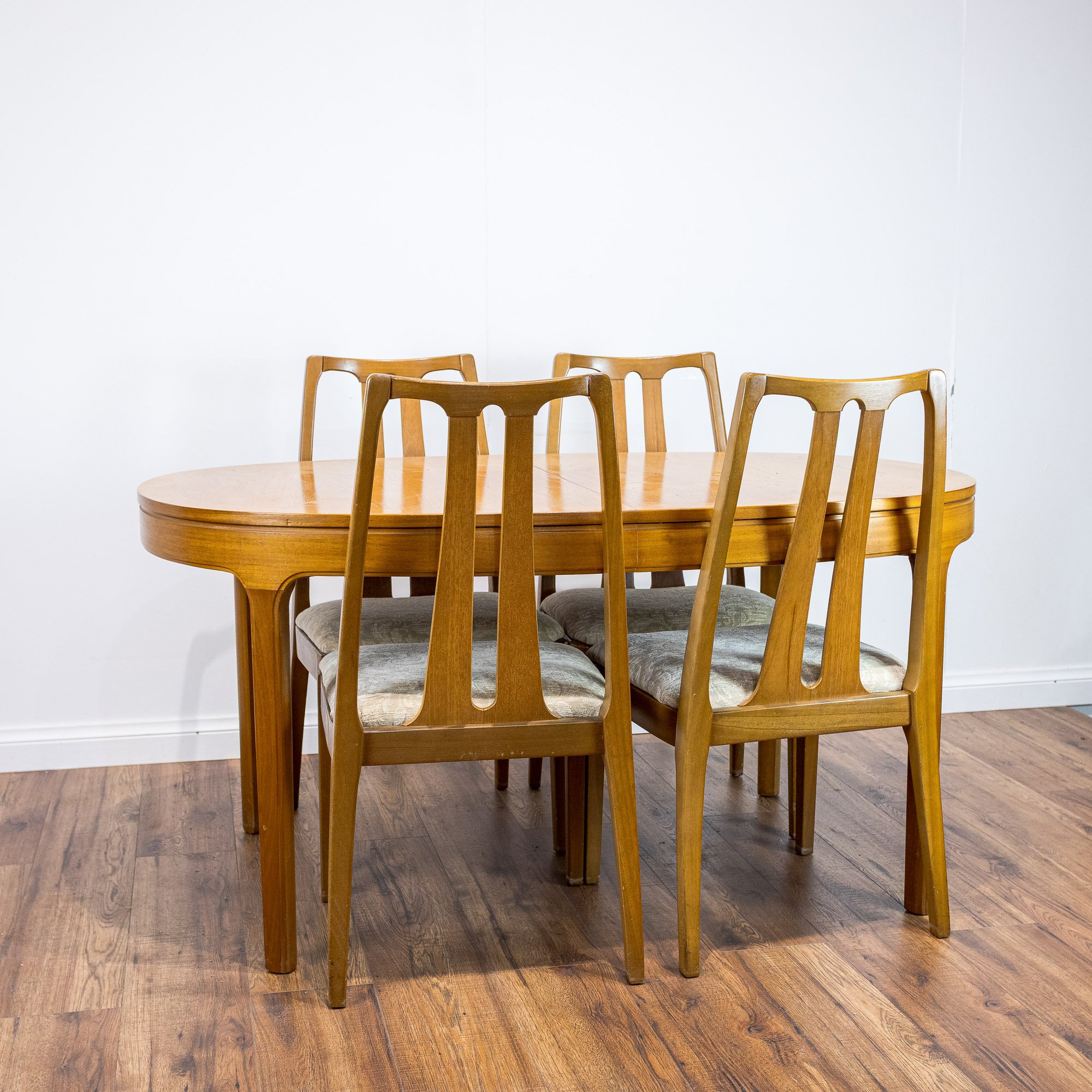 Nathan Teak Oval Extending Dining Table and 4 Chairs