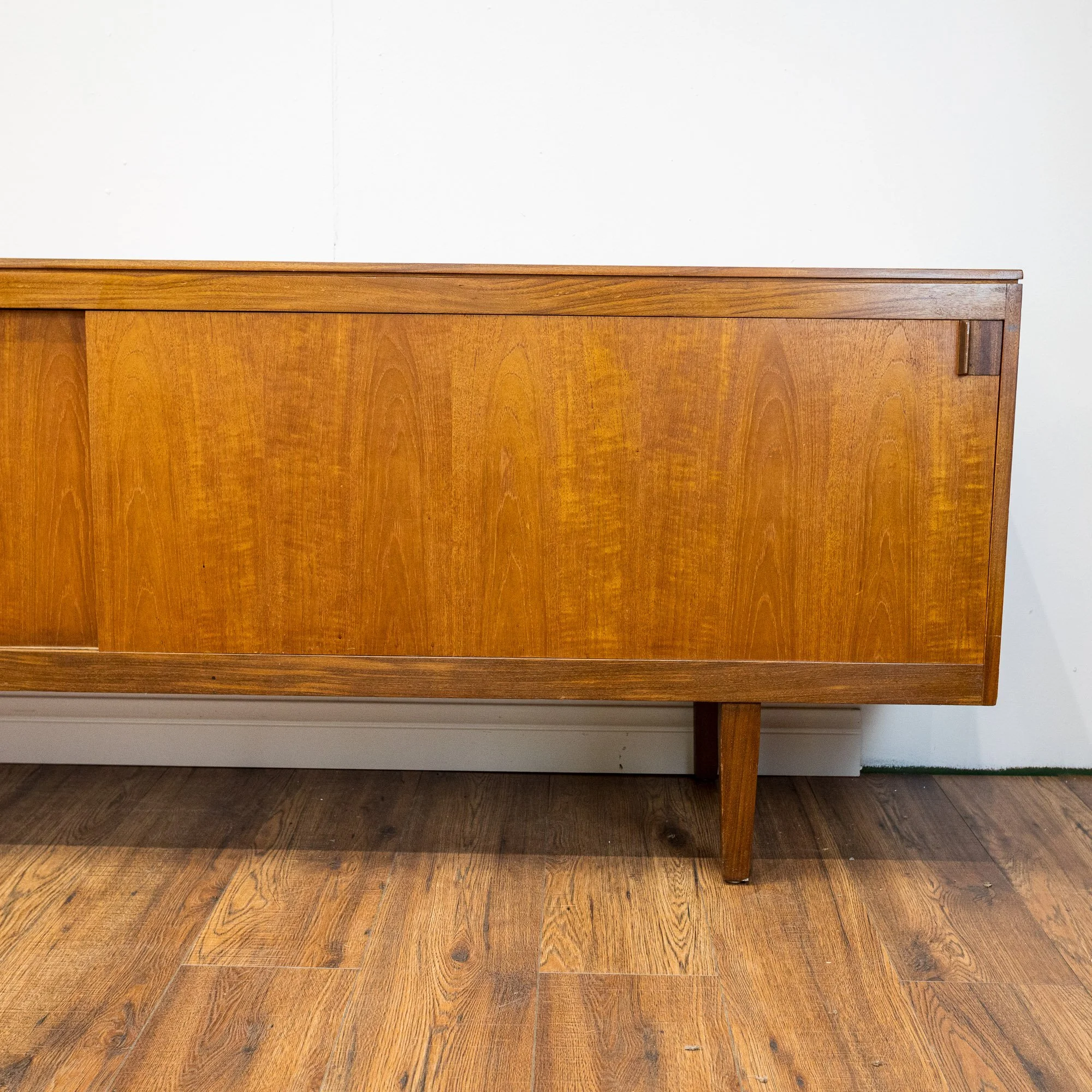 Archie Shine Long Teak Sliding Door Sideboard