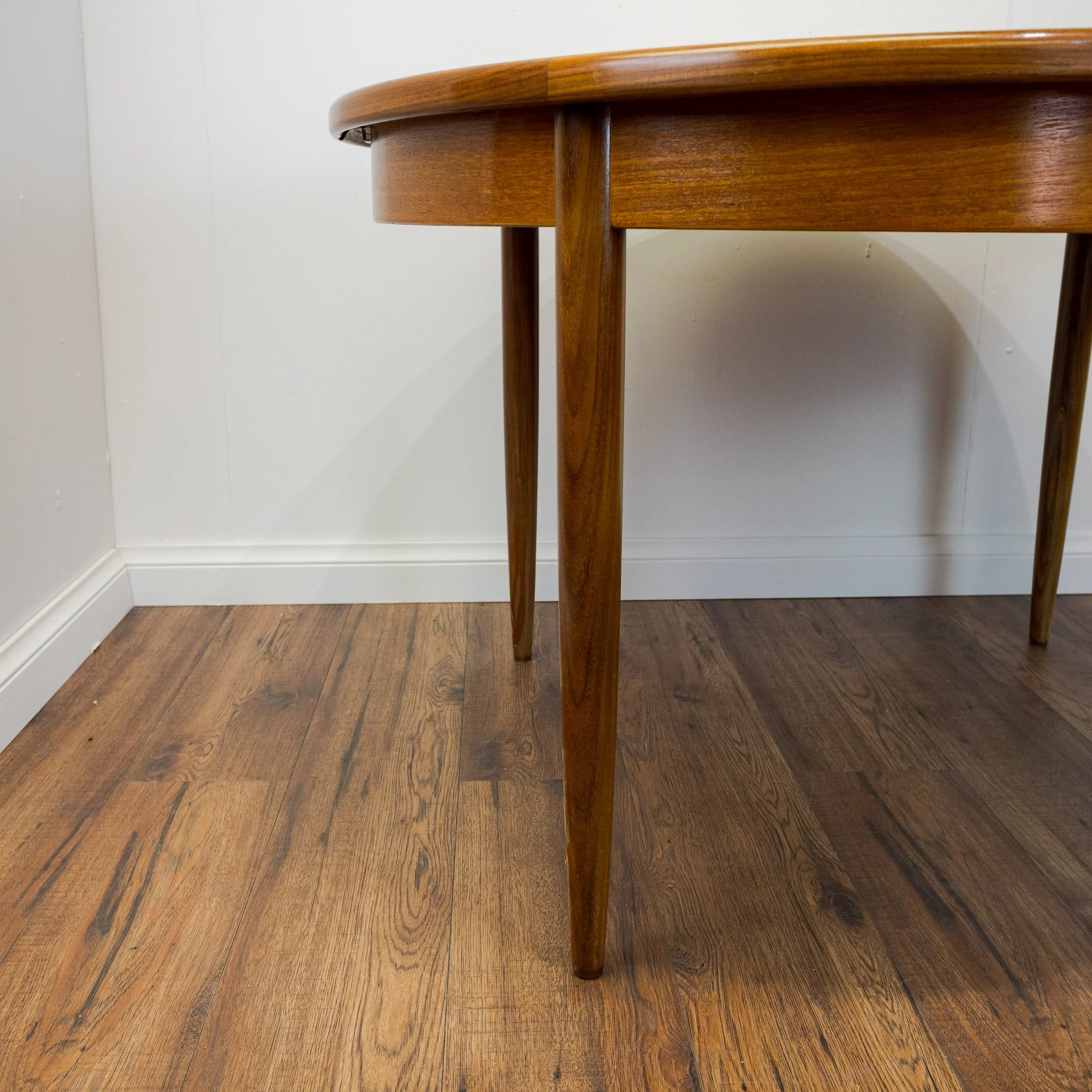 G Plan Fresco Teak Round Extending Dining Table by Victor B. Wilkins