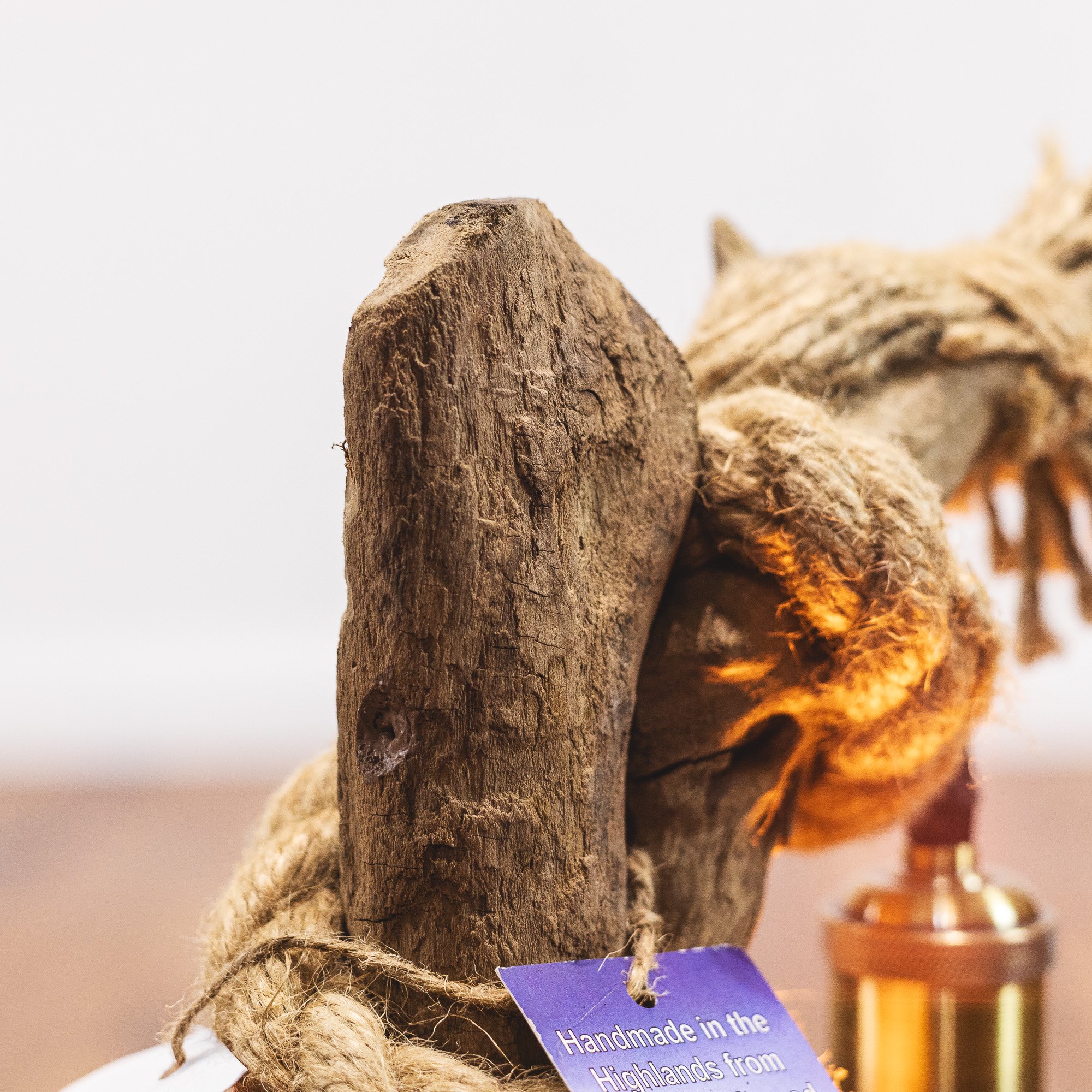 Handcrafted Natural Driftwood and Rope Twist Table Lamp