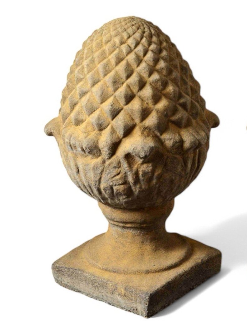 Pair of English Stone Pineapple Gate Piers