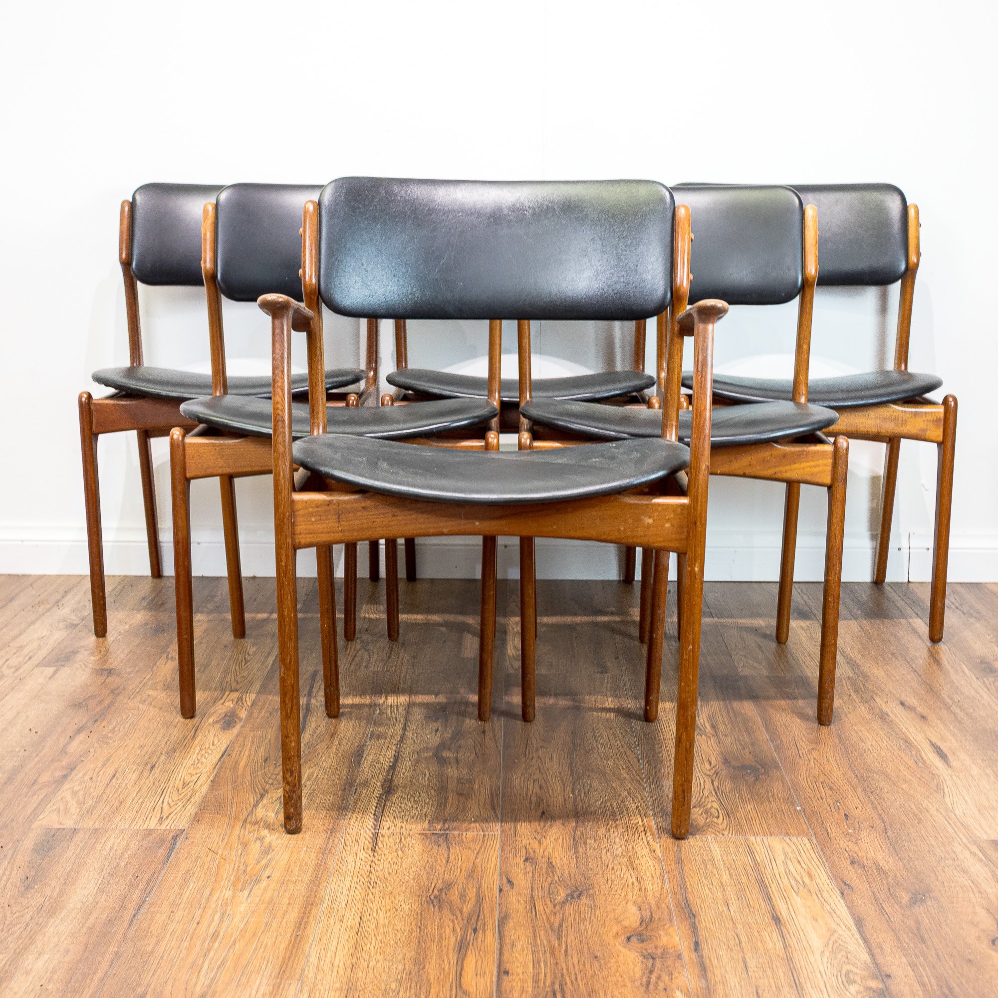 Erik Buch for OD Møbler Model 49 & 50 Teak Dining Chairs x6