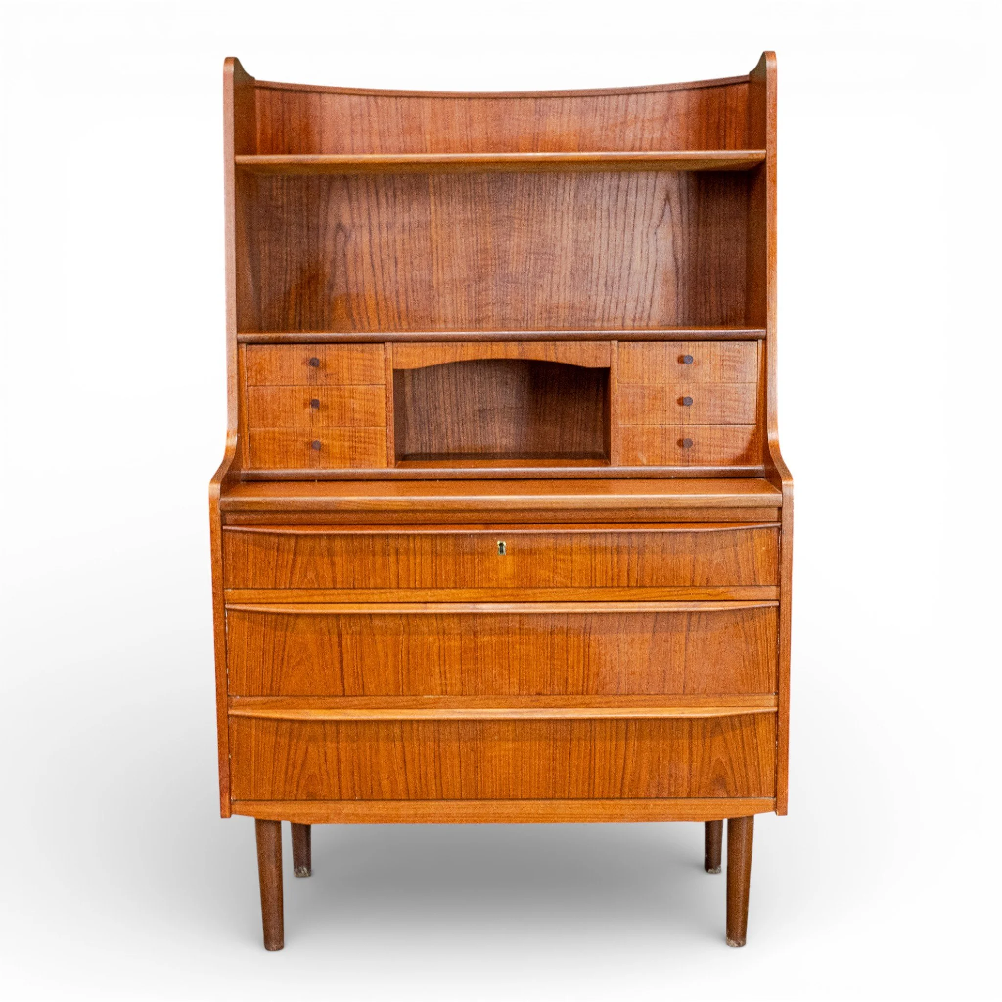 Danish Teak Secretaire Bureau Desk by Erik Petersen