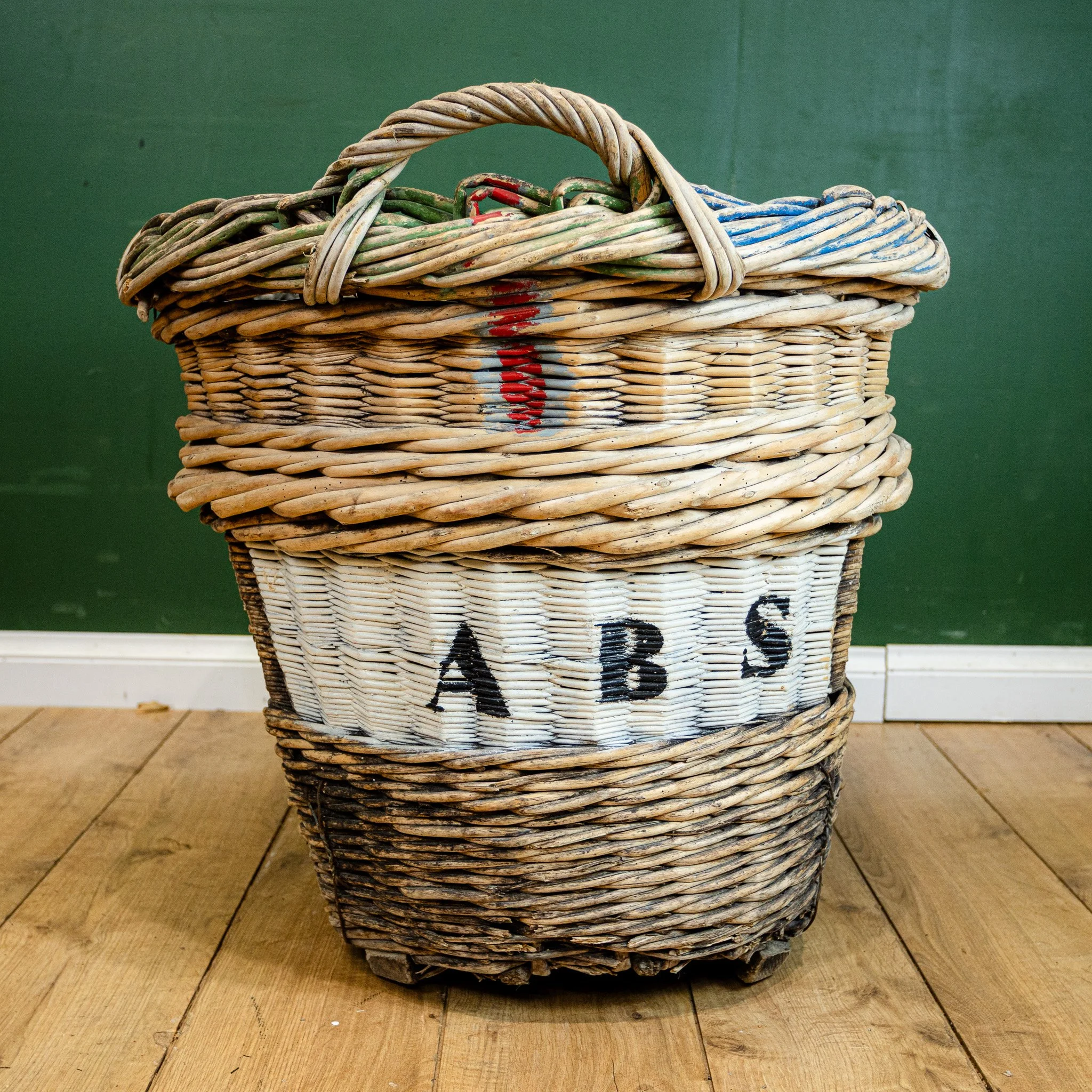 Reclaimed French Wicker Champagne Grape Basket