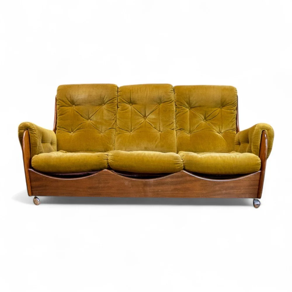 G Plan Saddle Sofa 3Pc Suite in Original Avocado Green