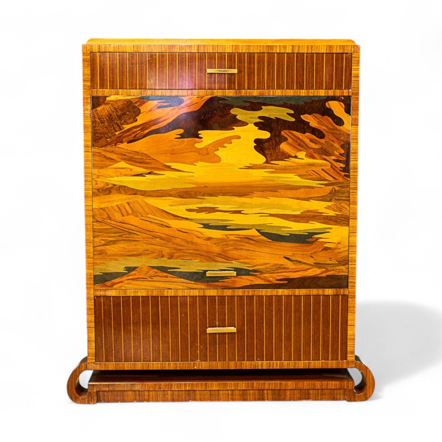 Art Deco Walnut Marquetry Media Cabinet