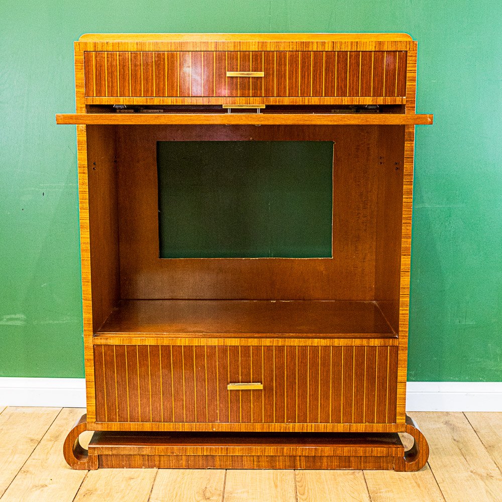 Art Deco Walnut Marquetry Media Cabinet