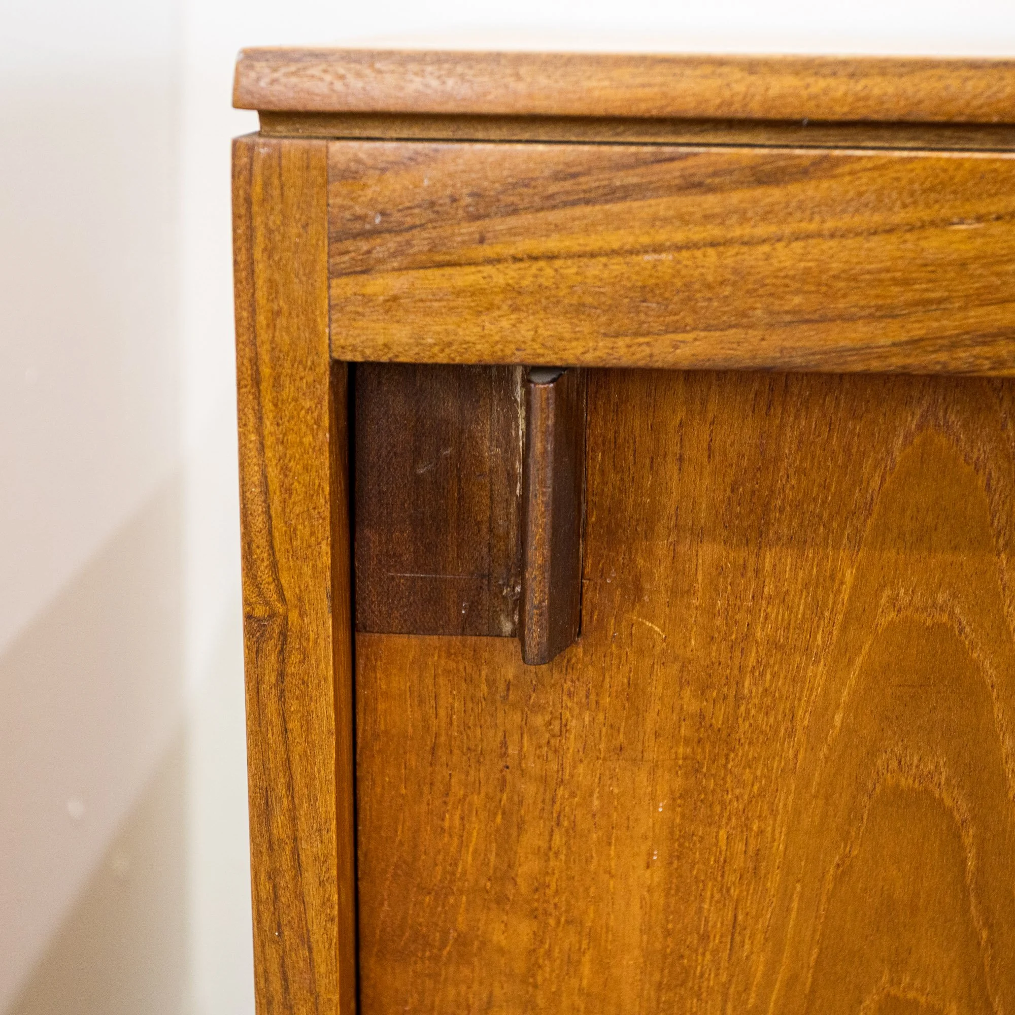 Archie Shine Long Teak Sliding Door Sideboard