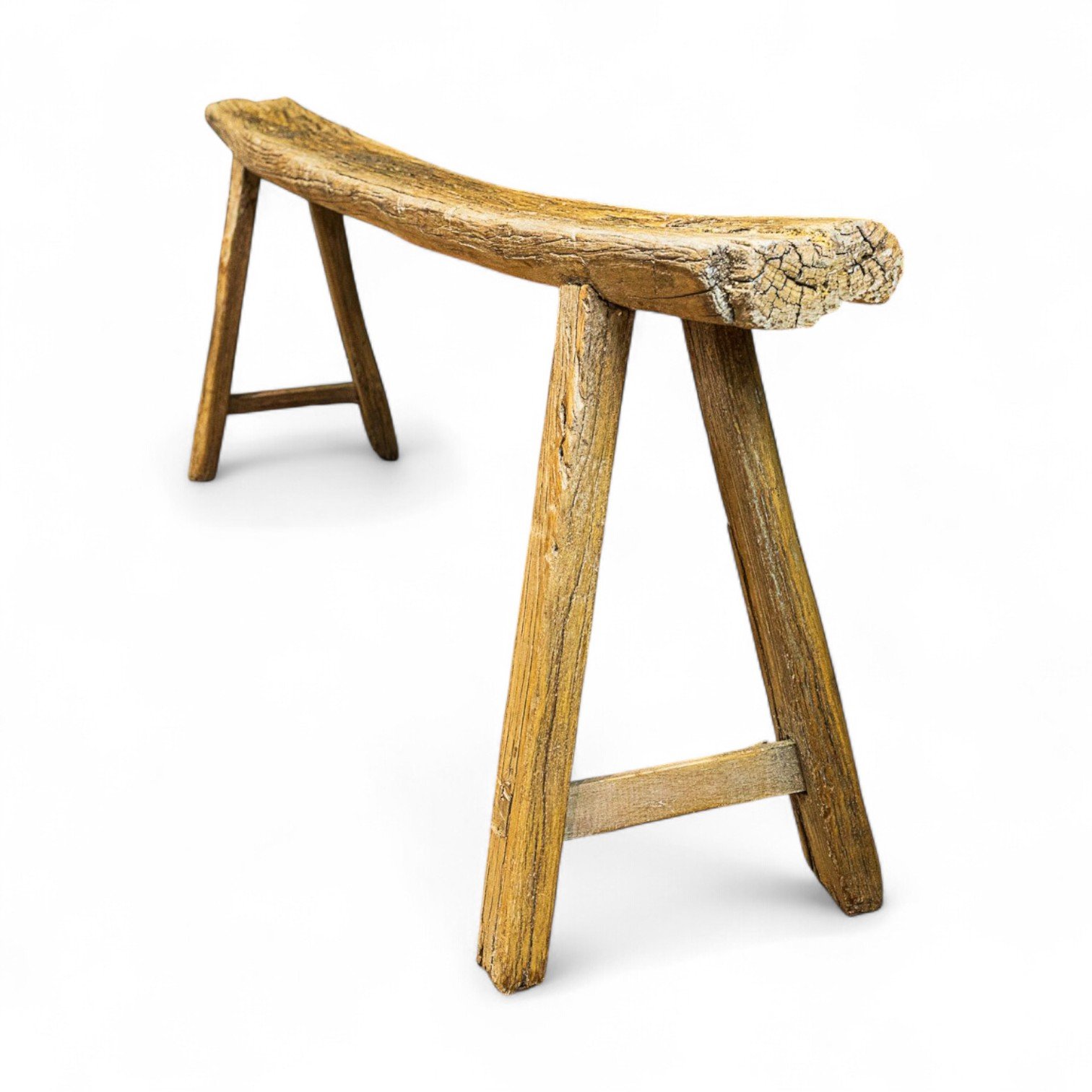 Reclaimed Elm Rustic Pig Bench