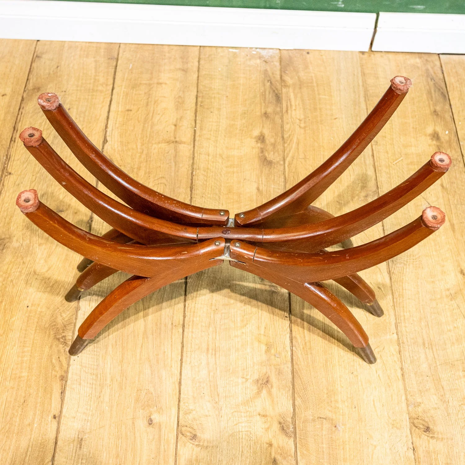 Vintage Teak and Smoked Glass Spider Coffee Table