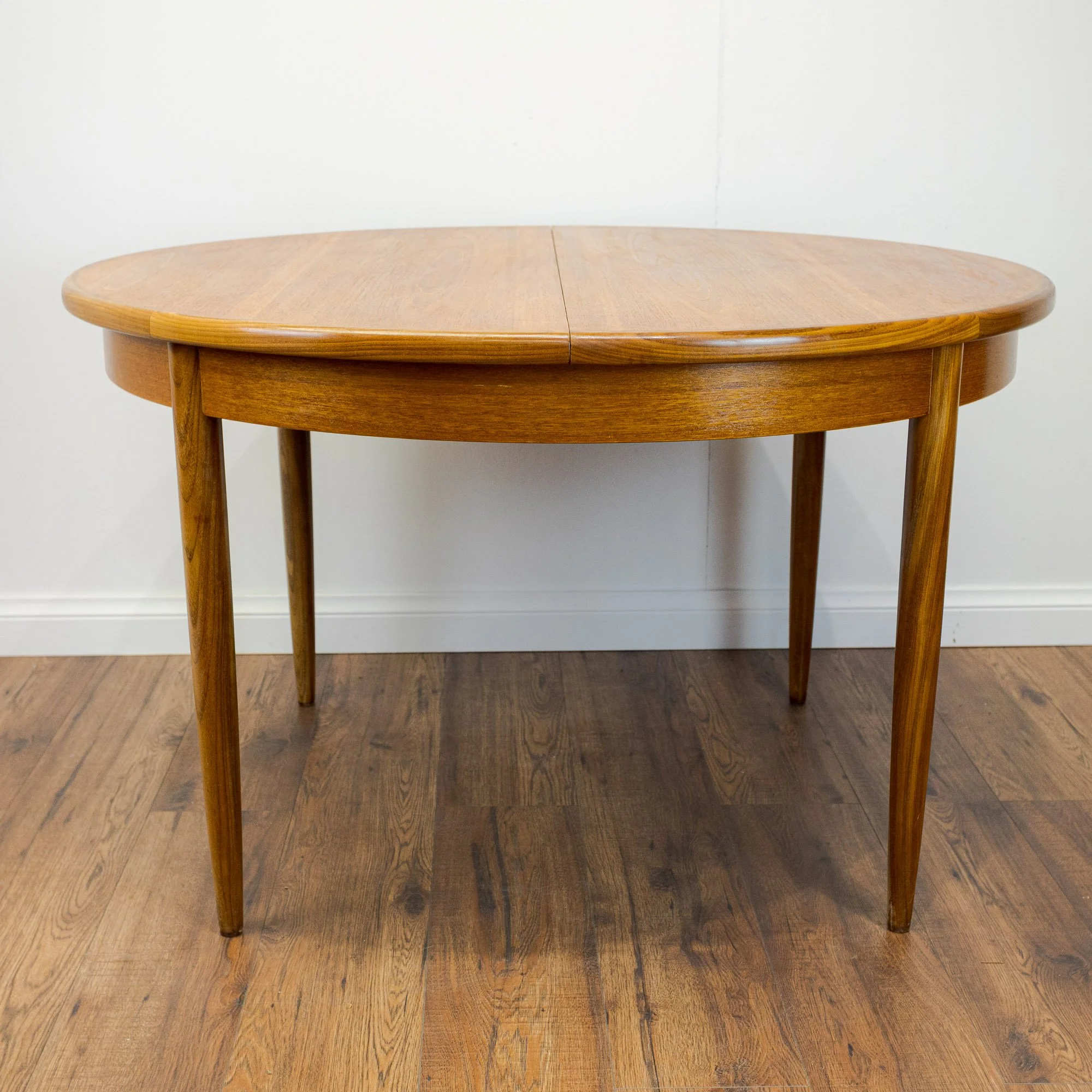 G Plan Fresco Teak Round Extending Dining Table by Victor B. Wilkins