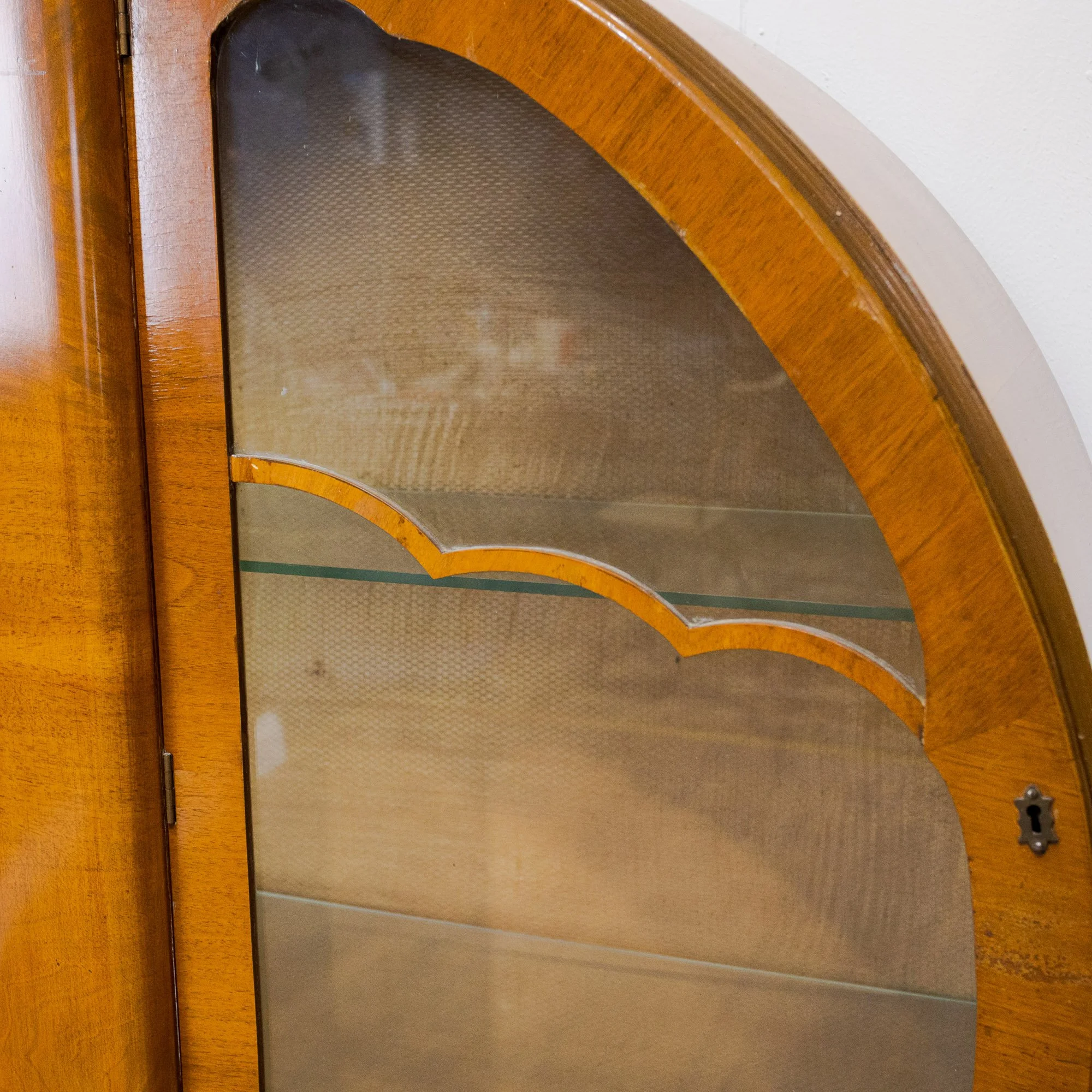 Art Deco Walnut Circular Shouldered Display Cabinet