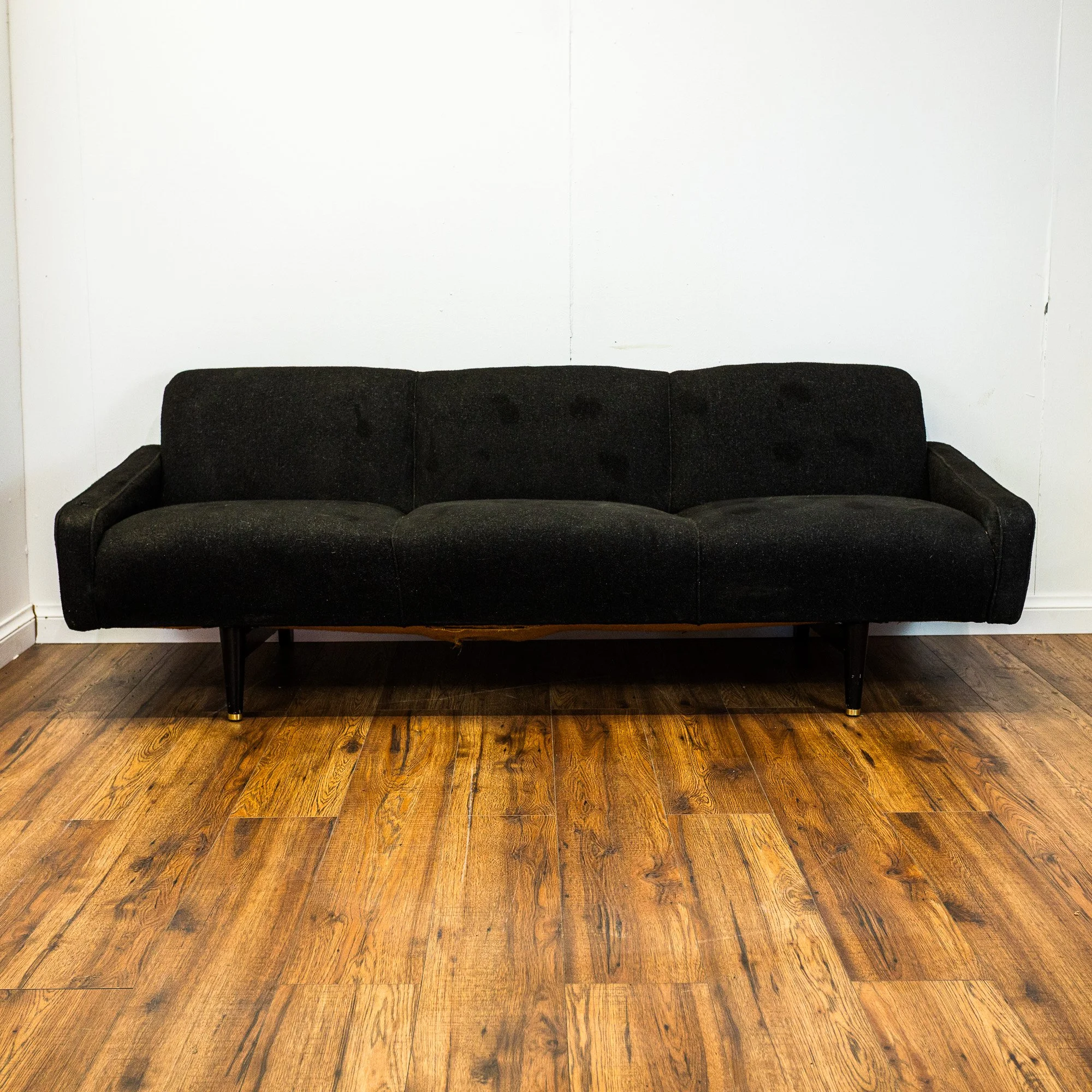 Mid Century Black Fold-Down 3-Seater Sofa Bed