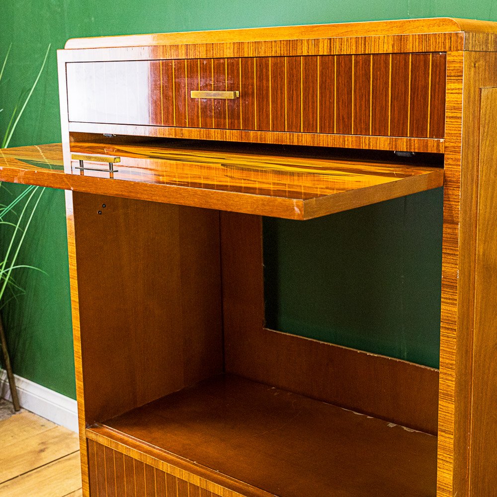 Art Deco Walnut Marquetry Media Cabinet
