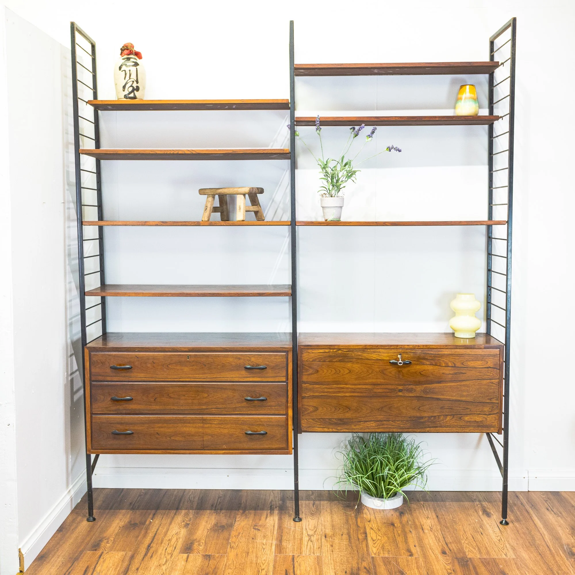 Staples Ladderax Rosewood Two-Bay Wall System