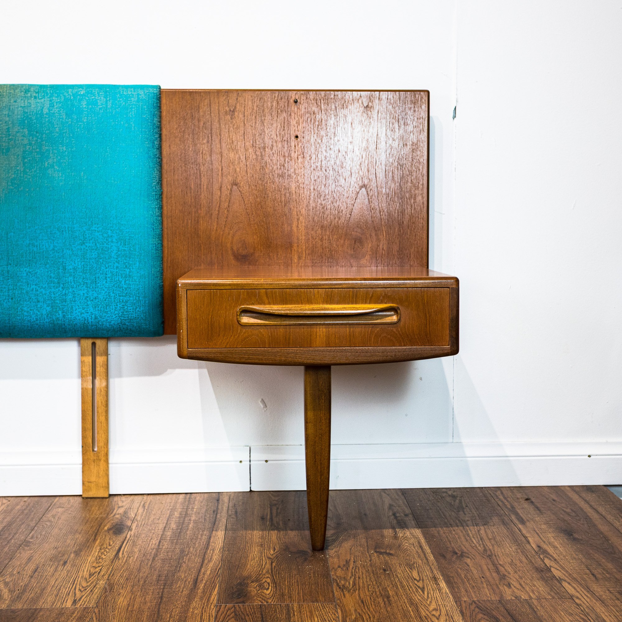 G Plan Fresco Teak Double Headboard with Floating Bedside Cabinets by V. B. Wilkins