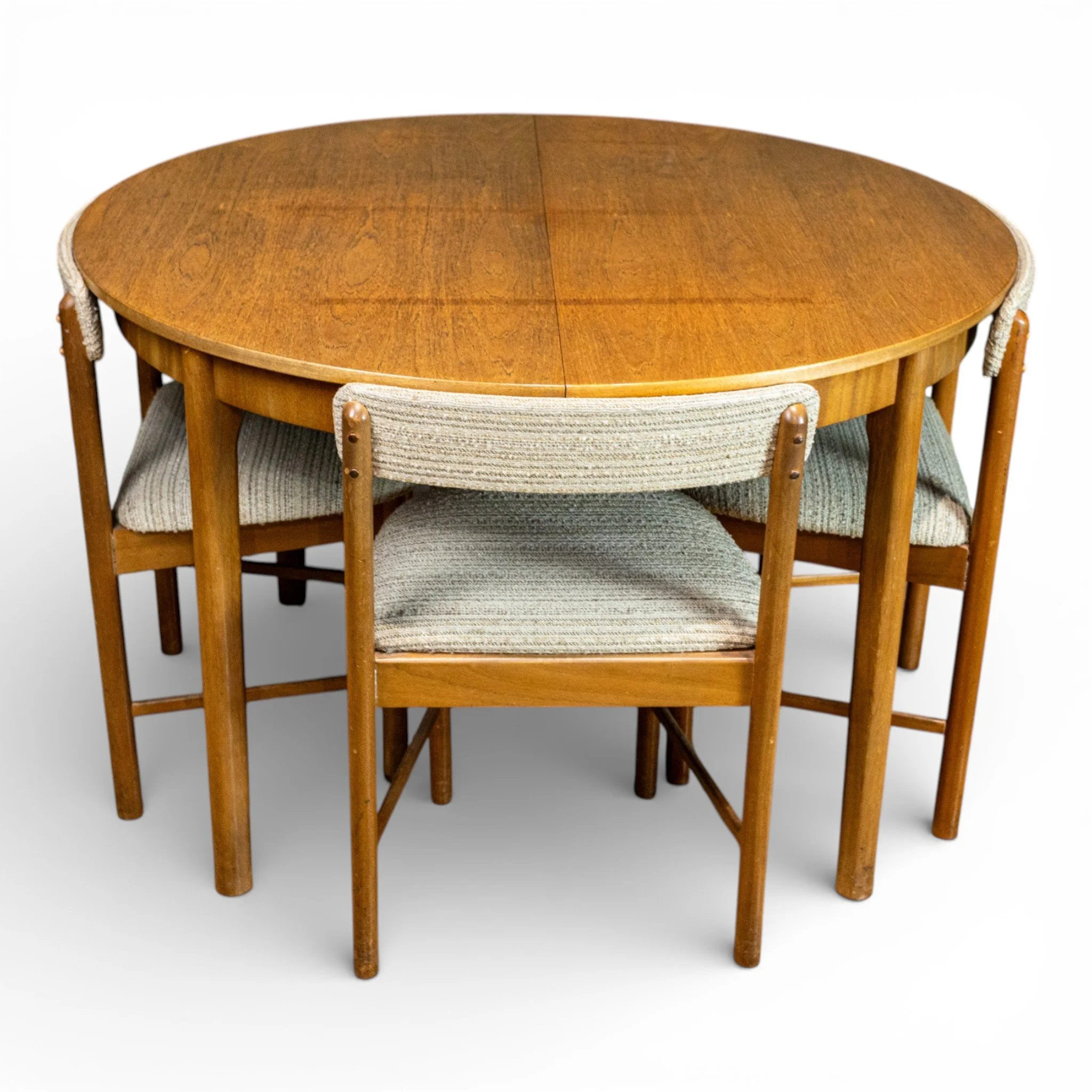 McIntosh Tuck Under Teak Round Dining Table and Chairs Set