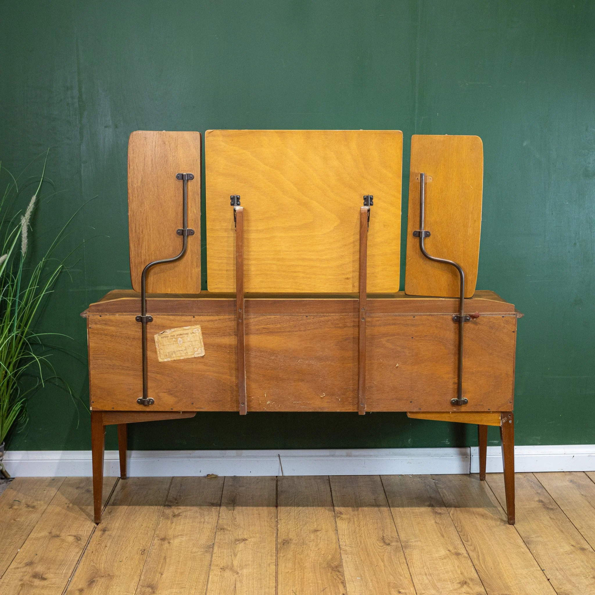 Alfred Cox Walnut Triple Mirror Dressing Table