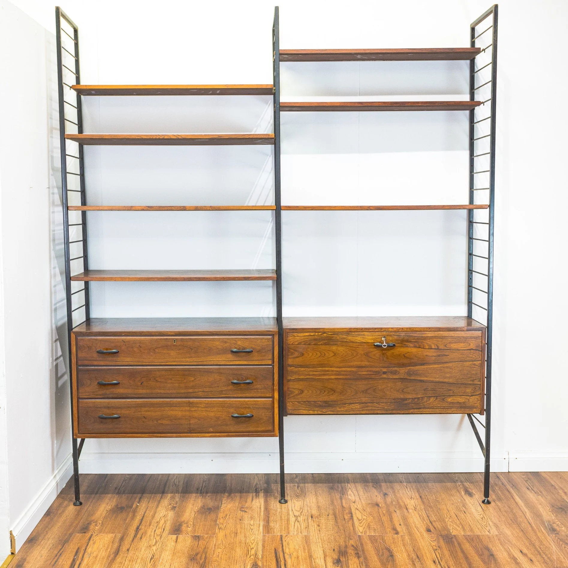 Staples Ladderax Rosewood Two-Bay Wall System
