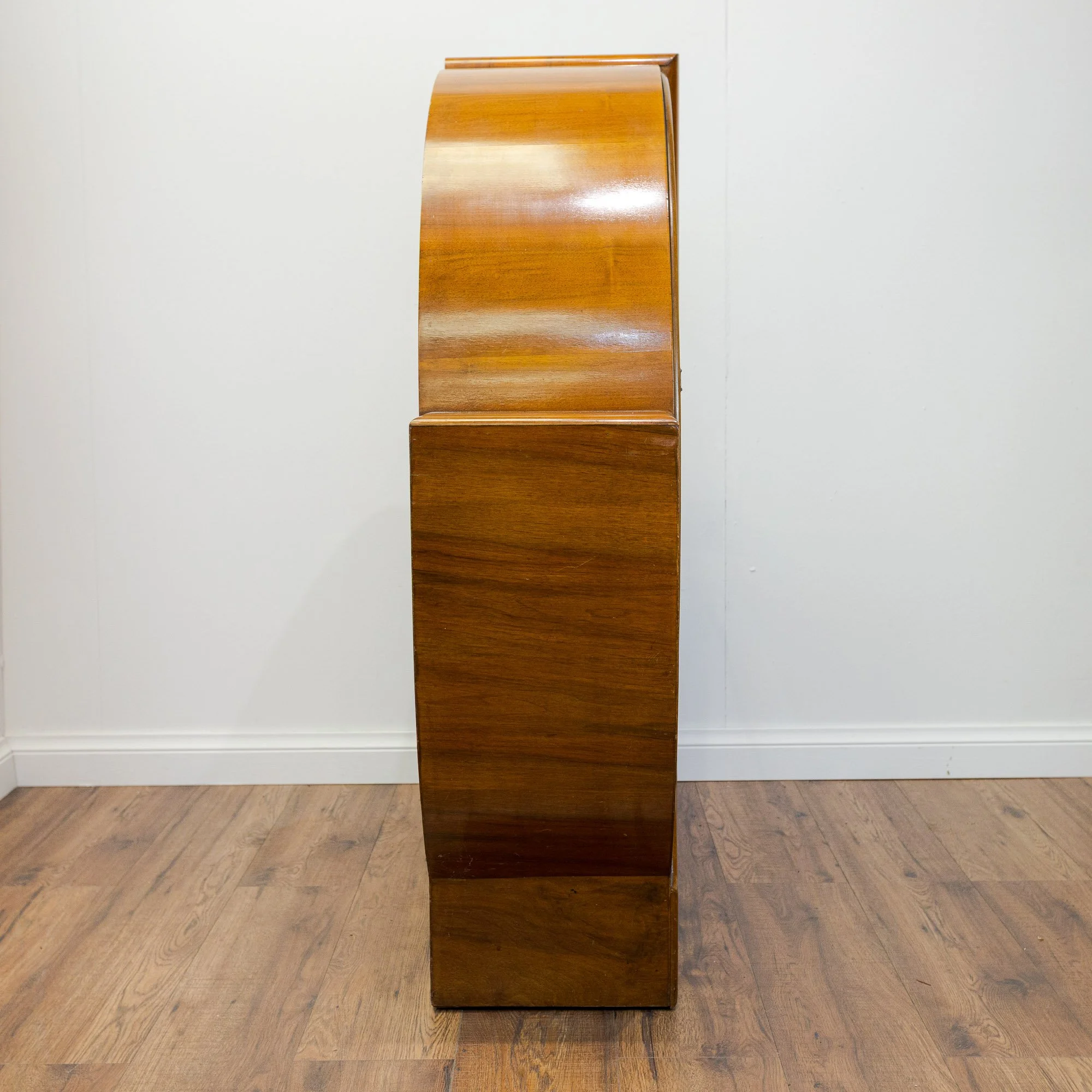 Art Deco Walnut Circular Shouldered Display Cabinet