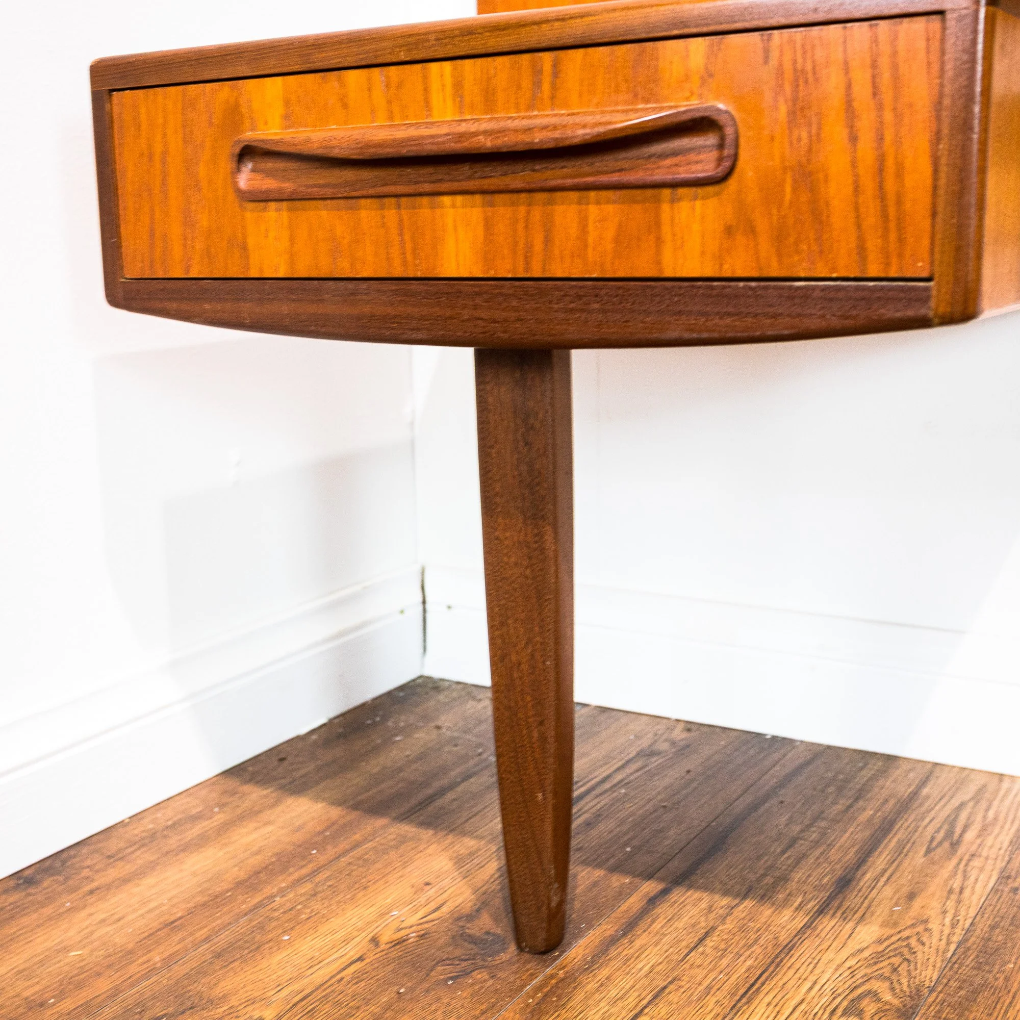 G Plan Fresco Teak Double Button Back Headboard with Floating Bedside Cabinets by V. B. Wilkins