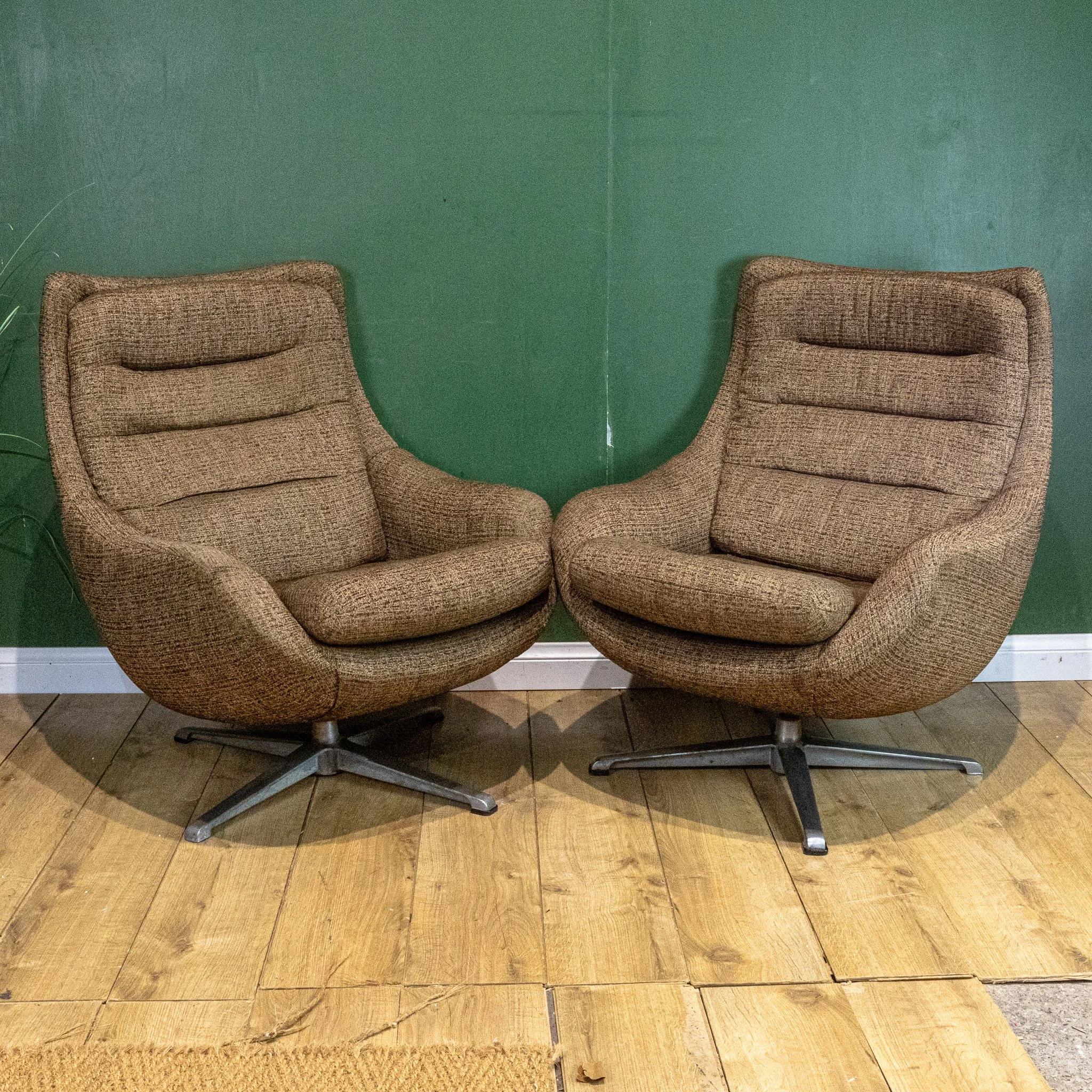 Pair of Mid-Century Swivel Armchairs